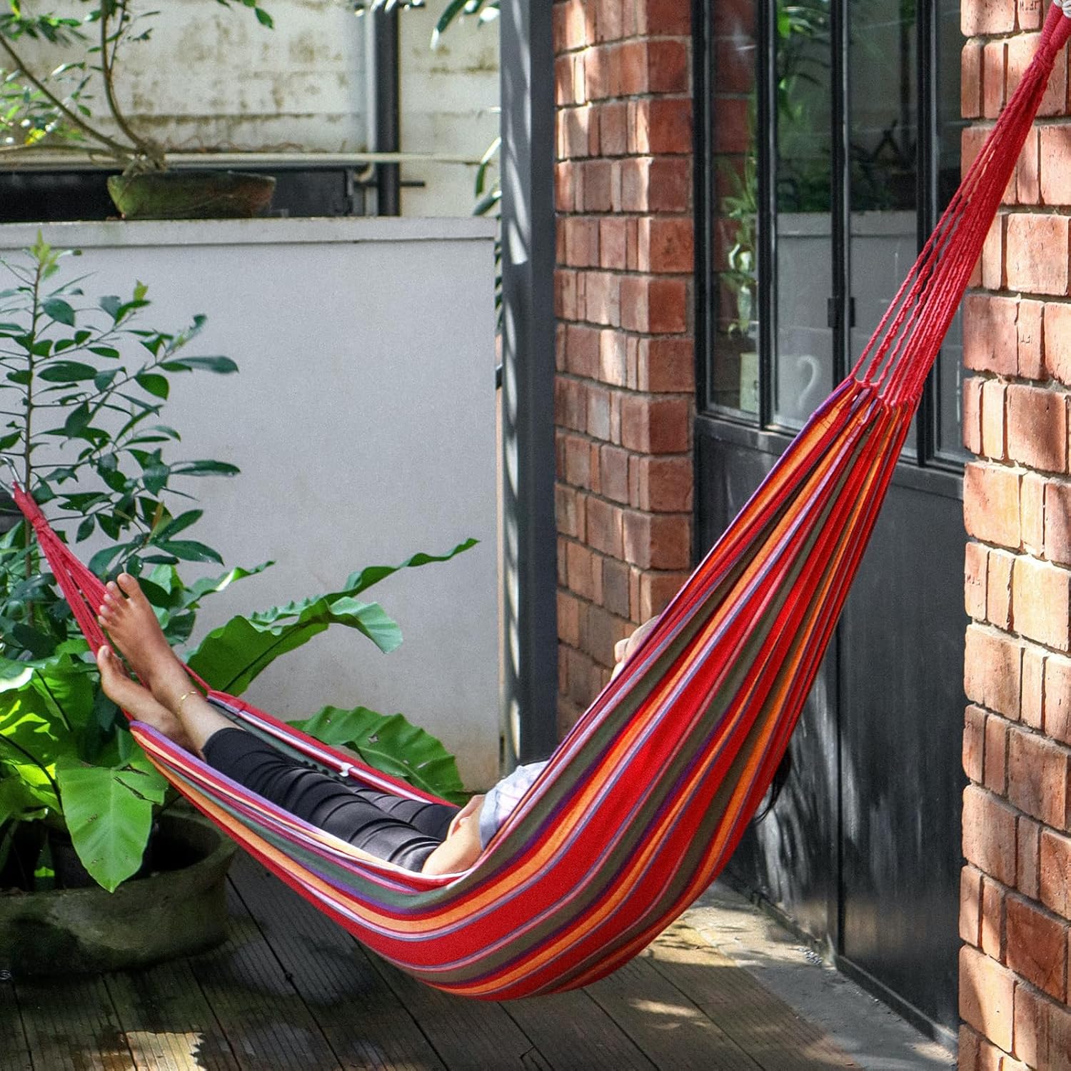Double Hammock,Cotton Hammock Portable Hammock with Carry Bag,Perfect Camping Outdoor/Indoor Patio Backyard