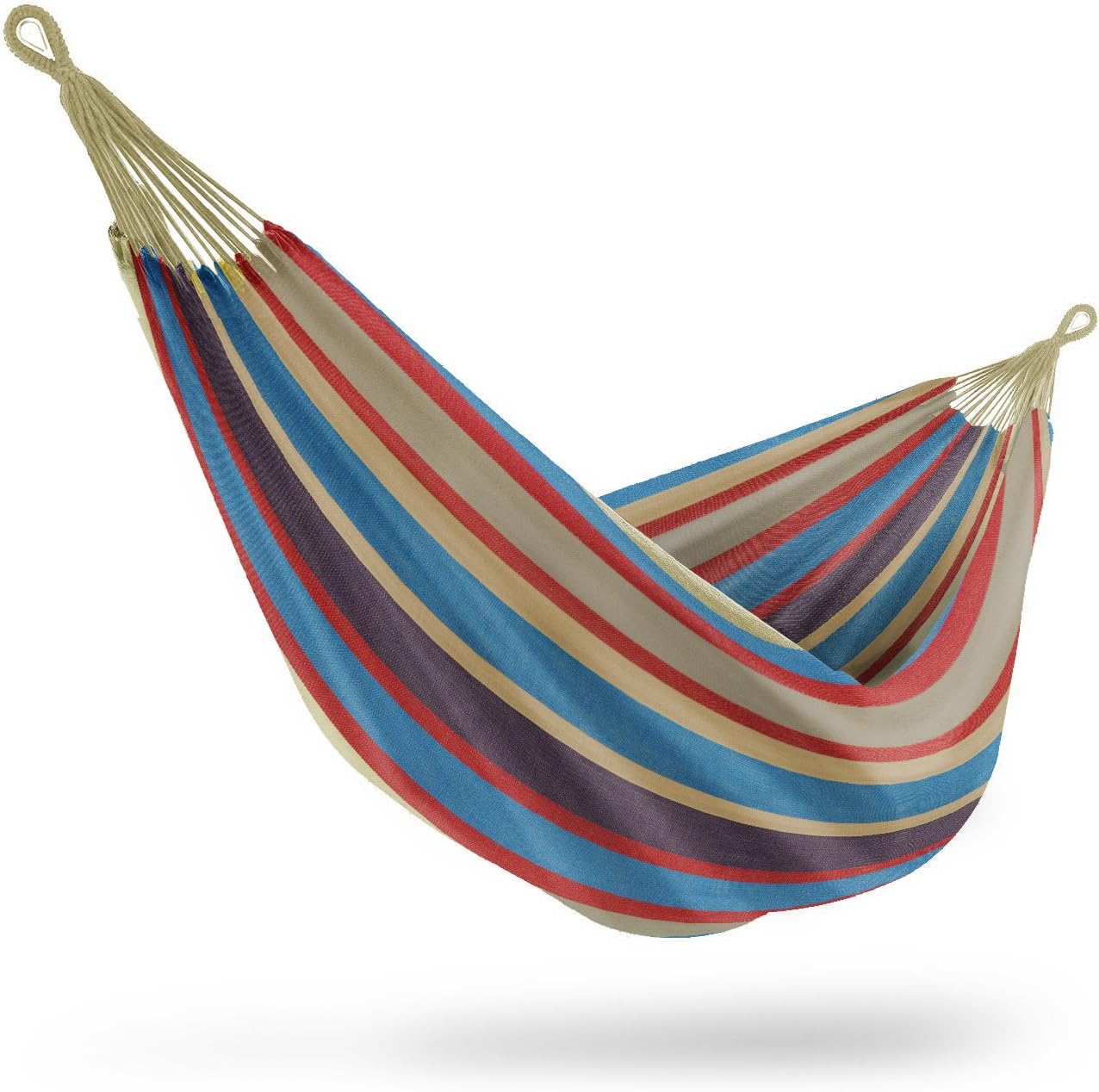 Double Hammock - Extra-Long Two Person Portable Hammock Bed for Indoor or Outdoor Spaces - Hanging Rope, Carrying Pouch Included