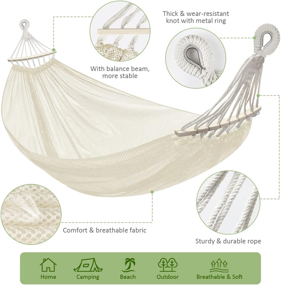 Camping Hammock,290 * 150cm(Max 550lb) Breathable Durable Portable Hammocks with Accessories, Perfect for Outdoor/Indoor Patio Backyard etc.