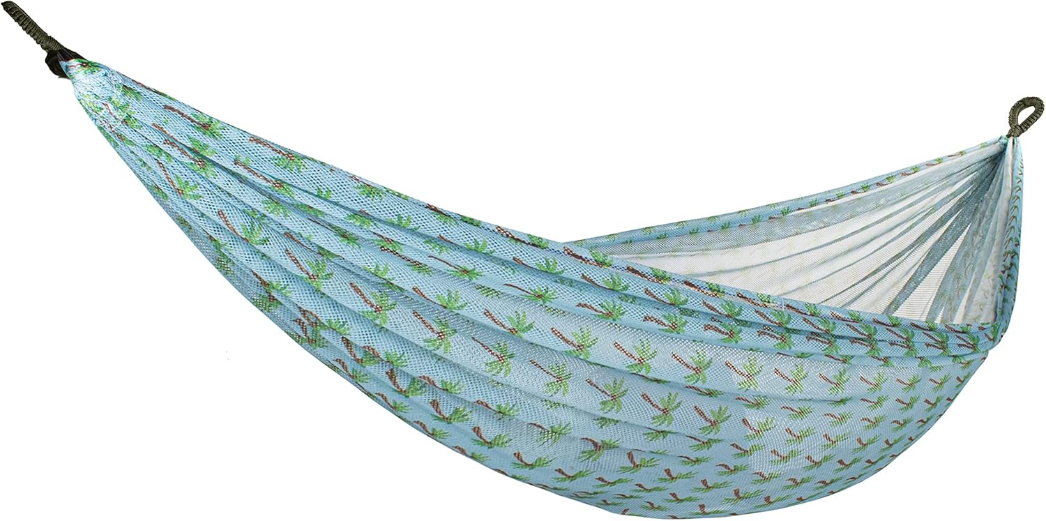Mesh Edition Hammock, Light Blue Palm Tree