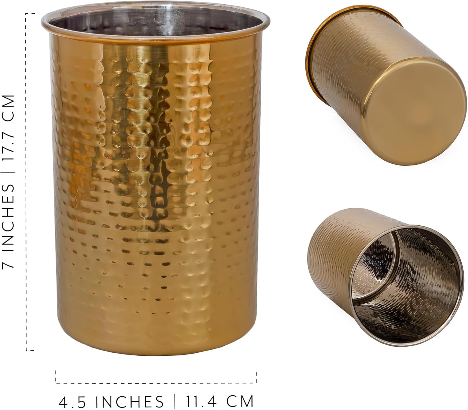 Hammered Gold Kitchen Utensil Holder / 7-Inch Tool Caddy, Store All Your Wooden Spoons, Spatulas, & More