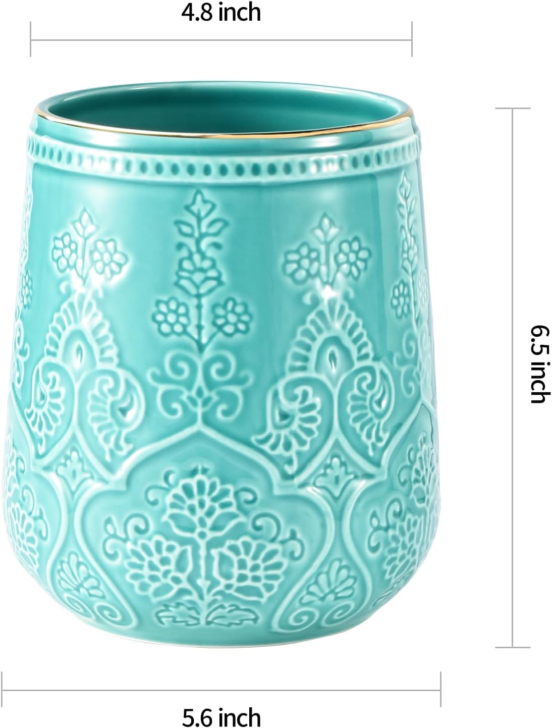 Utensil Holder, Large Kitchen Utensil Holder for Kitchen Counter, 6.5”Ceramic Cooking Utensil Holder, Kitchen Decor for Counter (Turquoise)