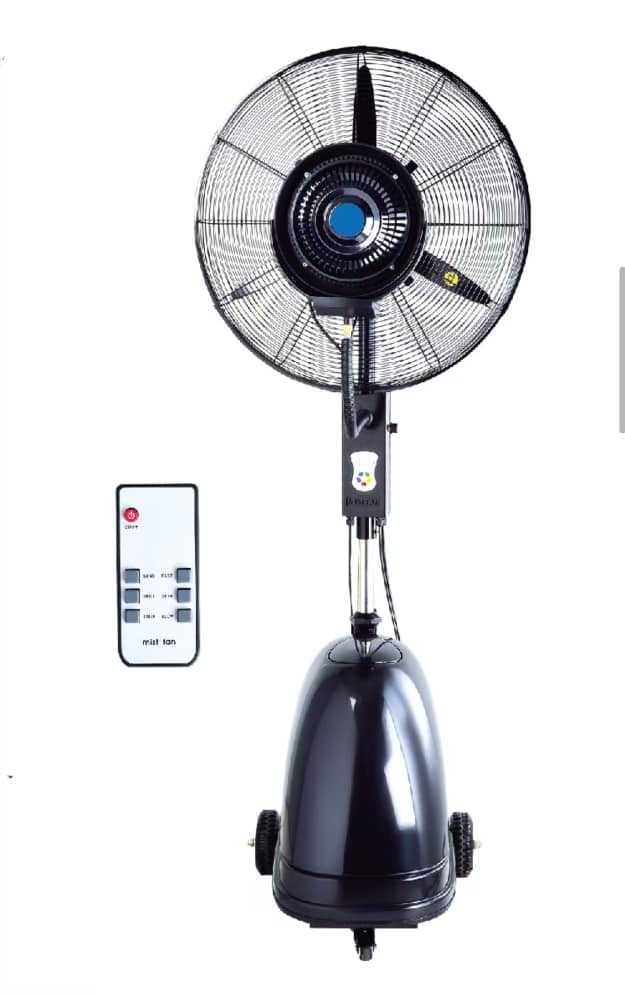 26” INDUSTRIAL MIST FAN WITH REMOTE CONTROL AND ADJUSTABLE HEIGHT 