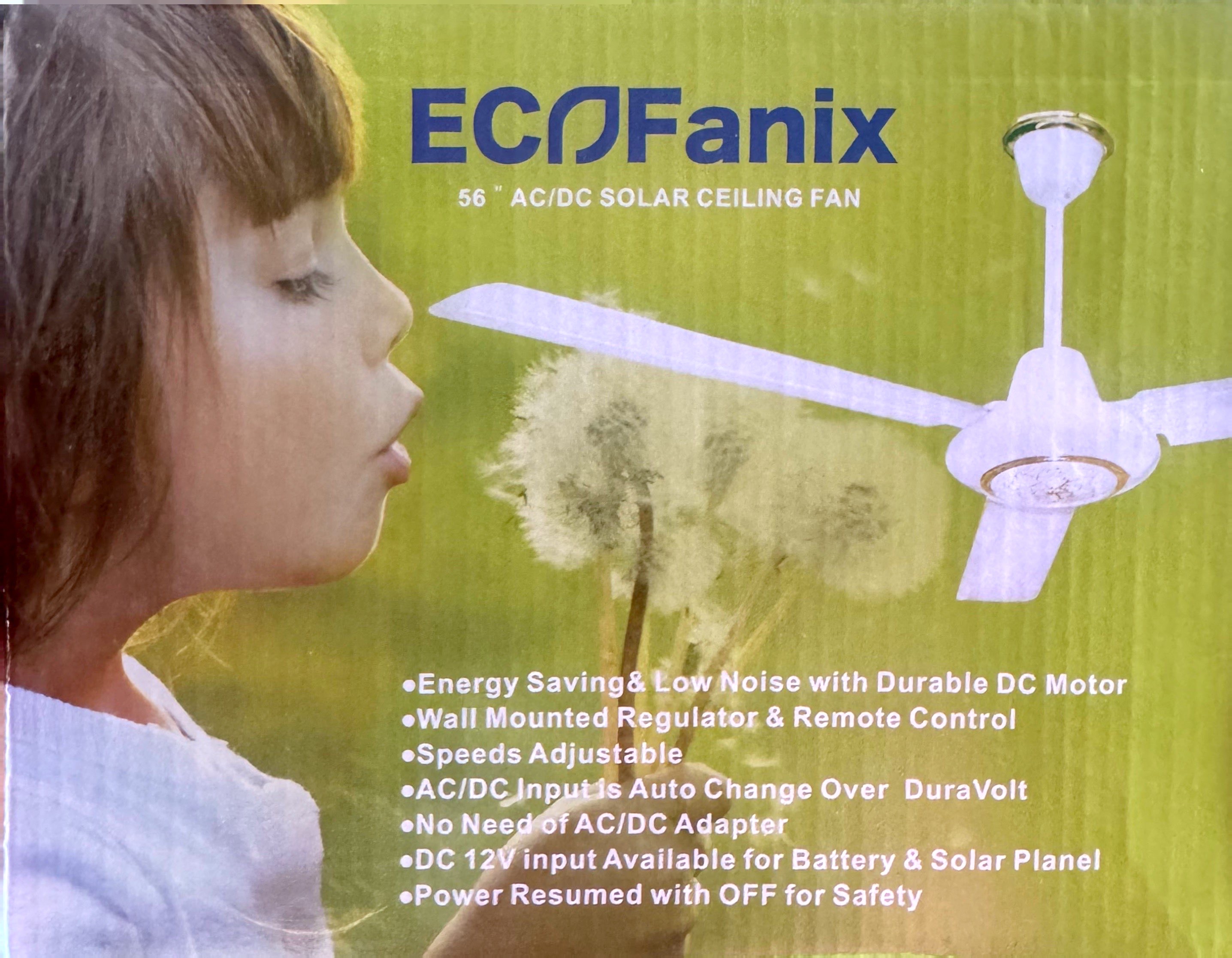 EcoFanix 56" AC/DC Solar Ceiling Fan