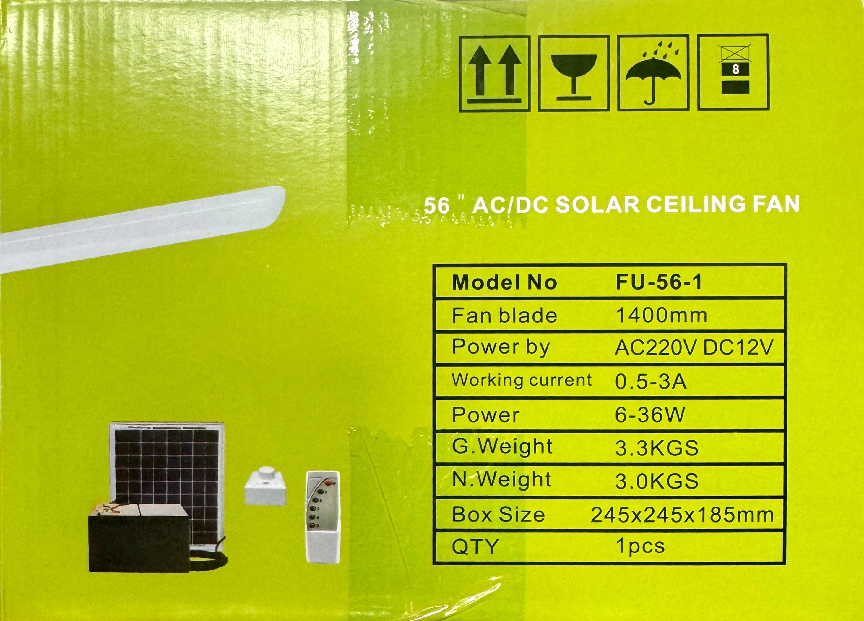 EcoFanix 56" AC/DC Solar Ceiling Fan