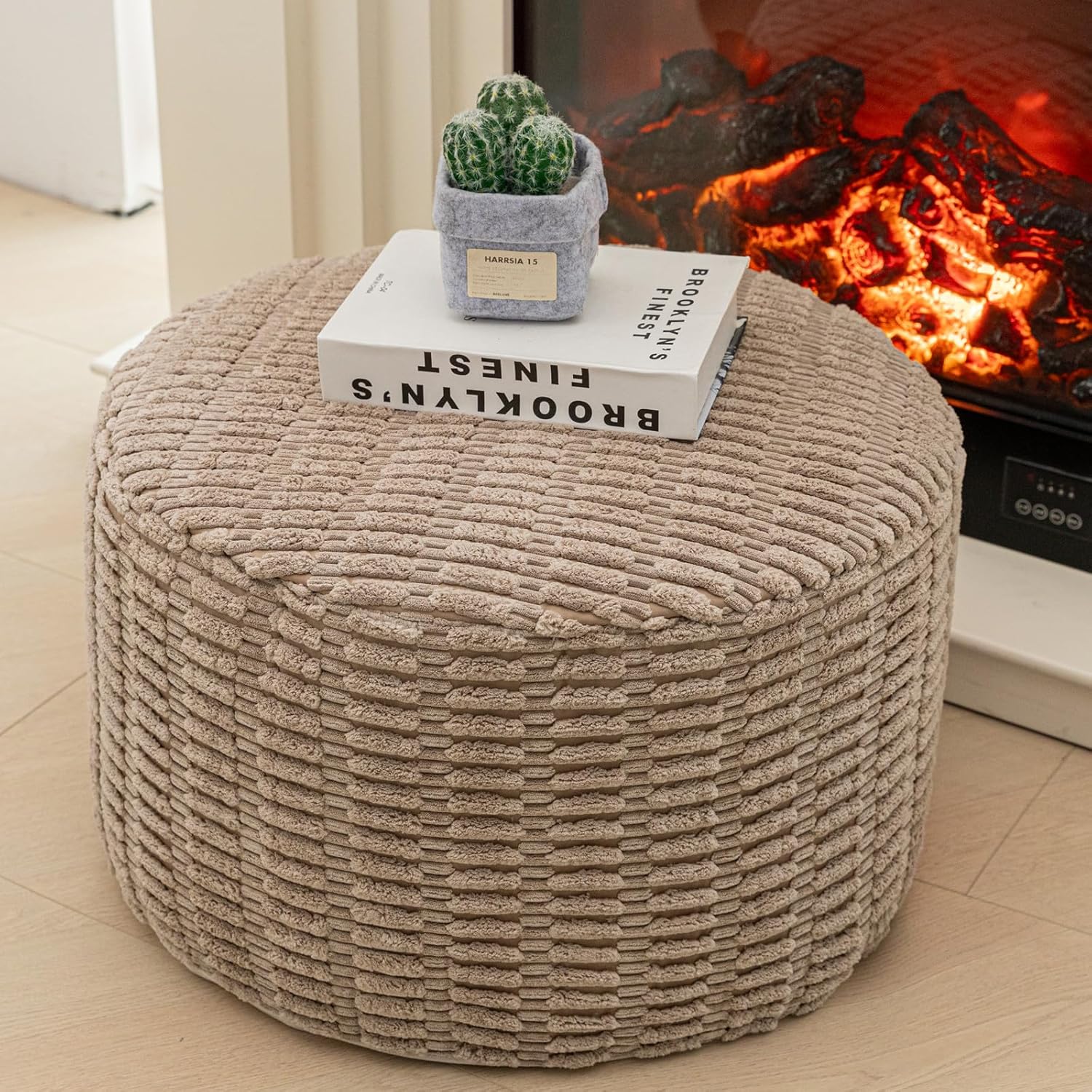 Pouf Ottoman Stuffed Round Modern Foam Filled Ottoman Foot Rest Foot Stool Poufs for Living Room Chair Foot Stool Decorative Boho Foot Stool for Wedding Christmas Party