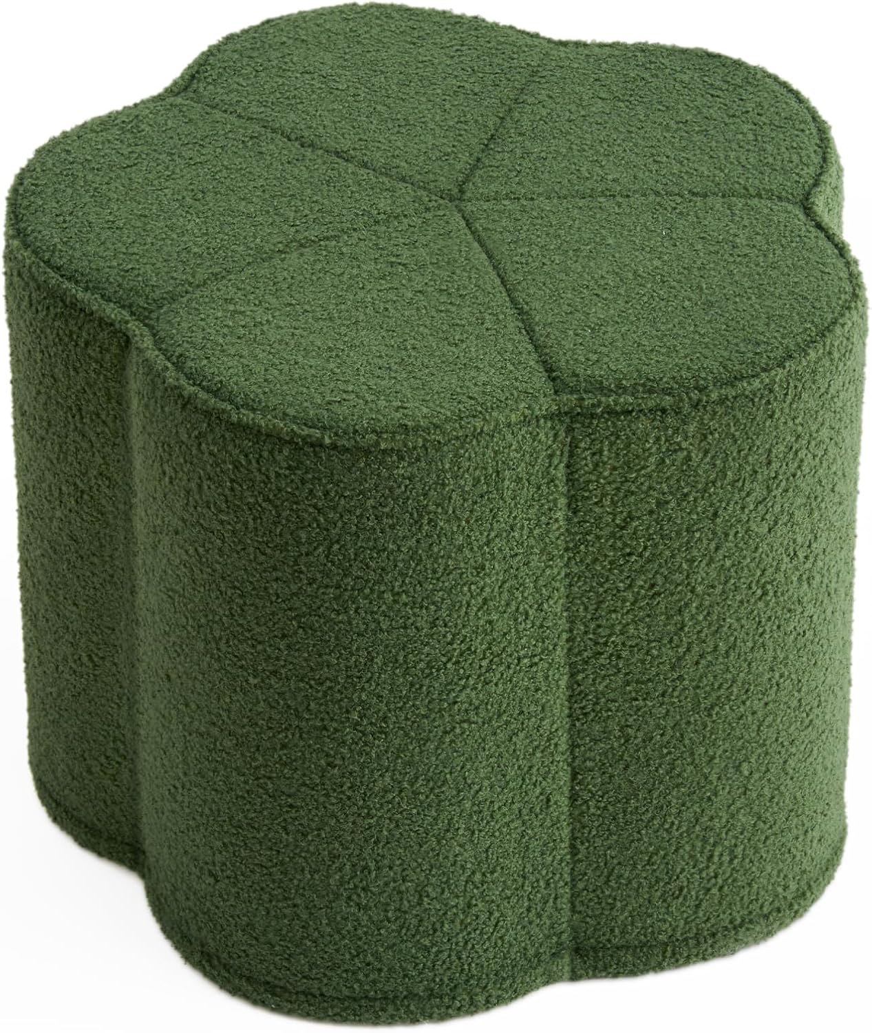 Flower Pouf Ottoman, Comfy Floral Ottoman for Living Room, Bedroom, Kids Room, Charm Floor Pouf for Home Decor, Full Foam Filling Foot Rest for Couch - Moss Green