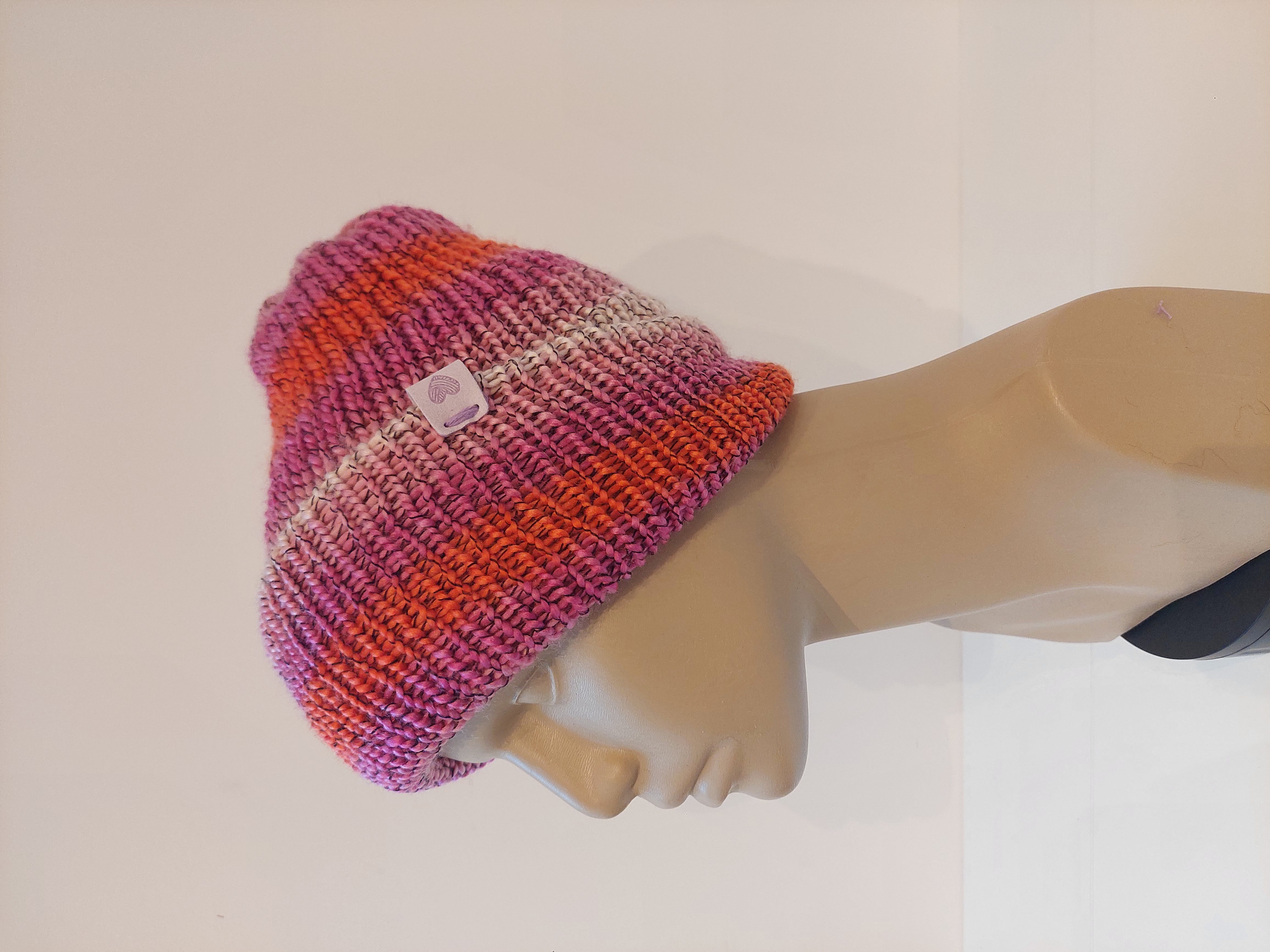 Bonnet en laine multicolore - Coucher de soleil