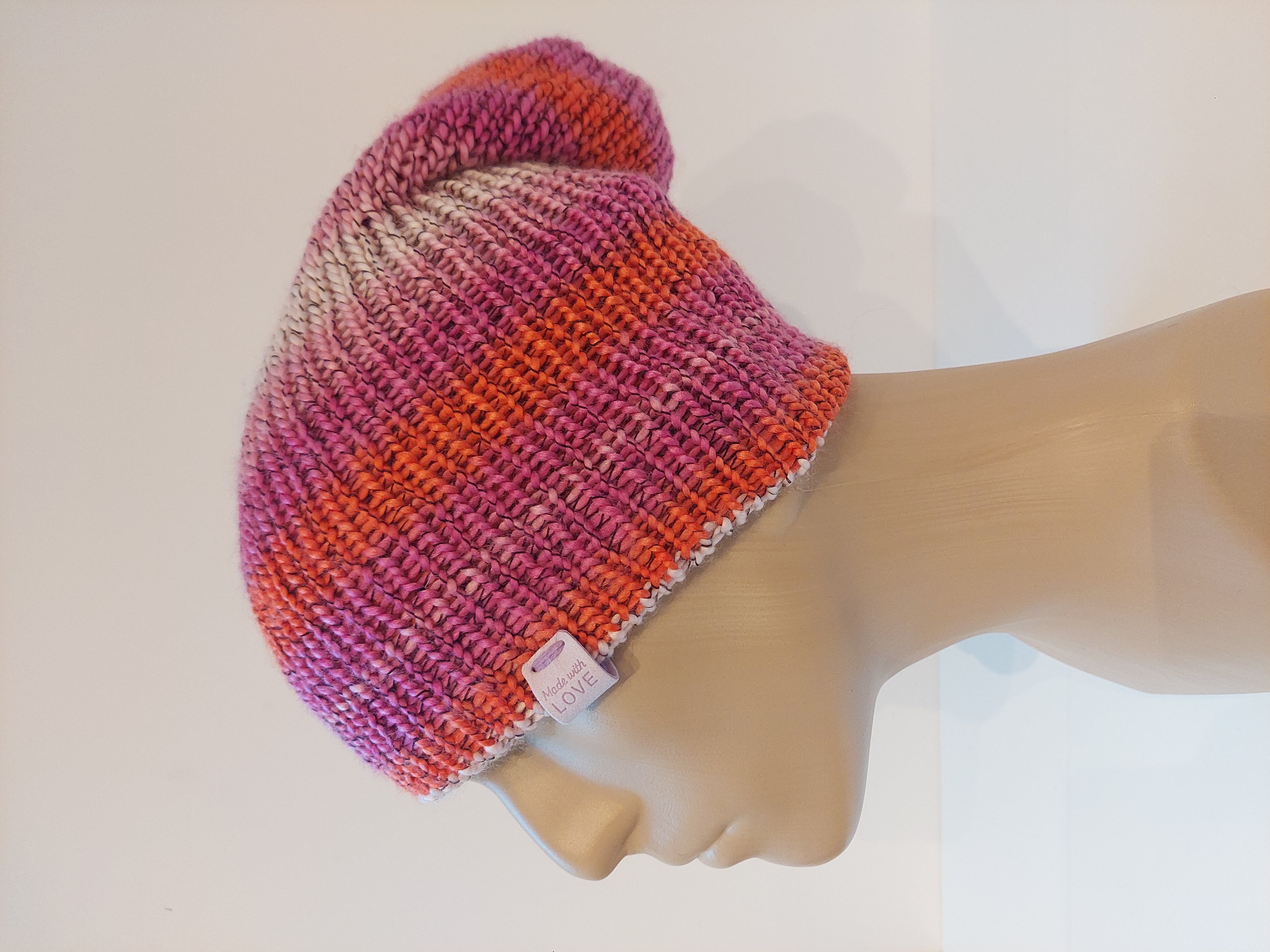 Bonnet en laine multicolore - Coucher de soleil