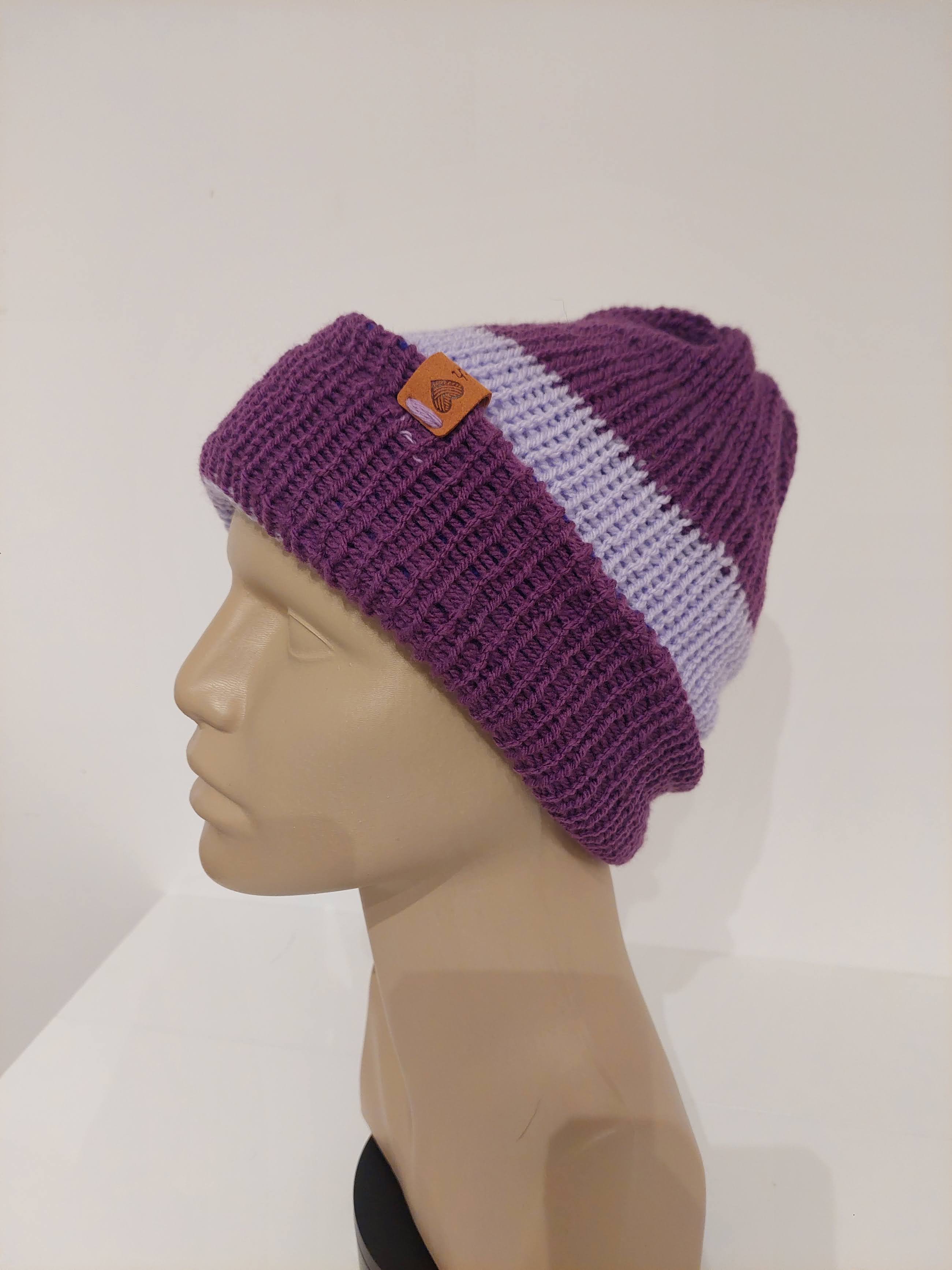 Bonnet réversible Aubergine/Parme/Violine