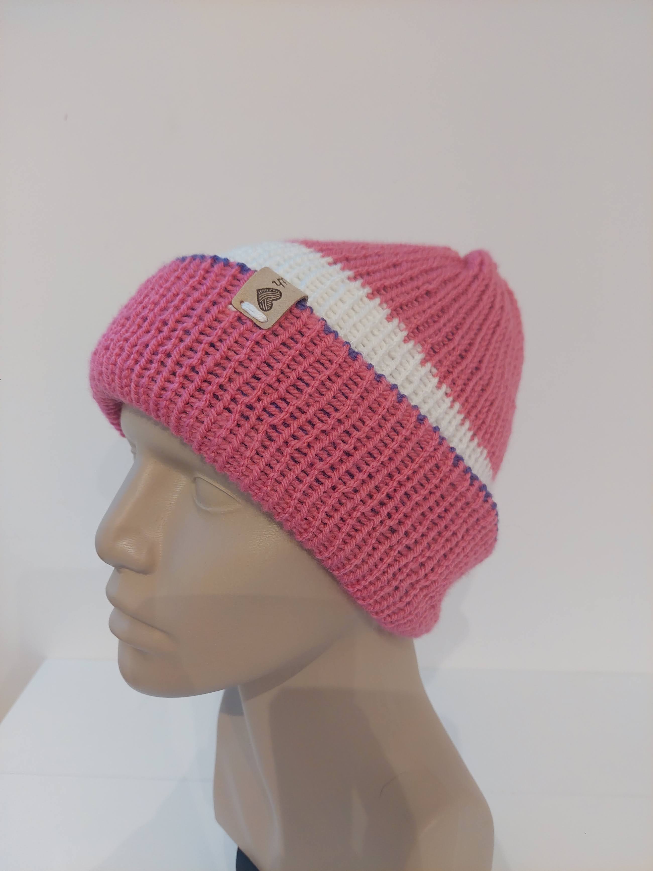 Bonnet réversible Rose/Blanc/Lavande