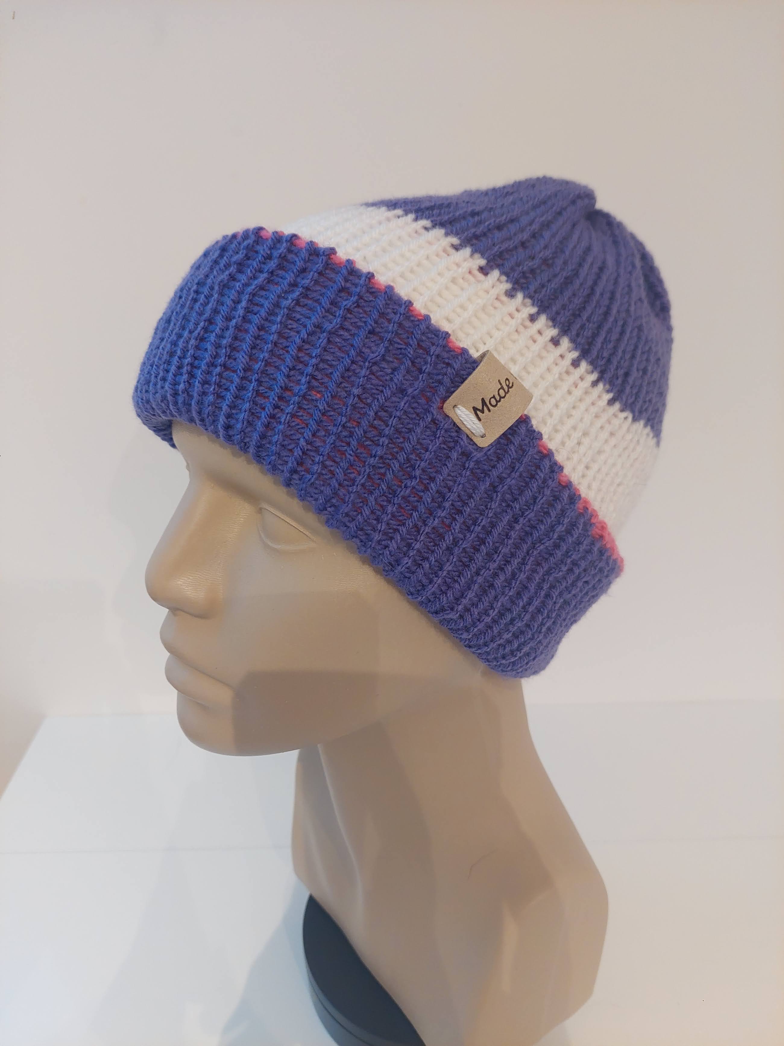 Bonnet réversible Rose/Blanc/Lavande