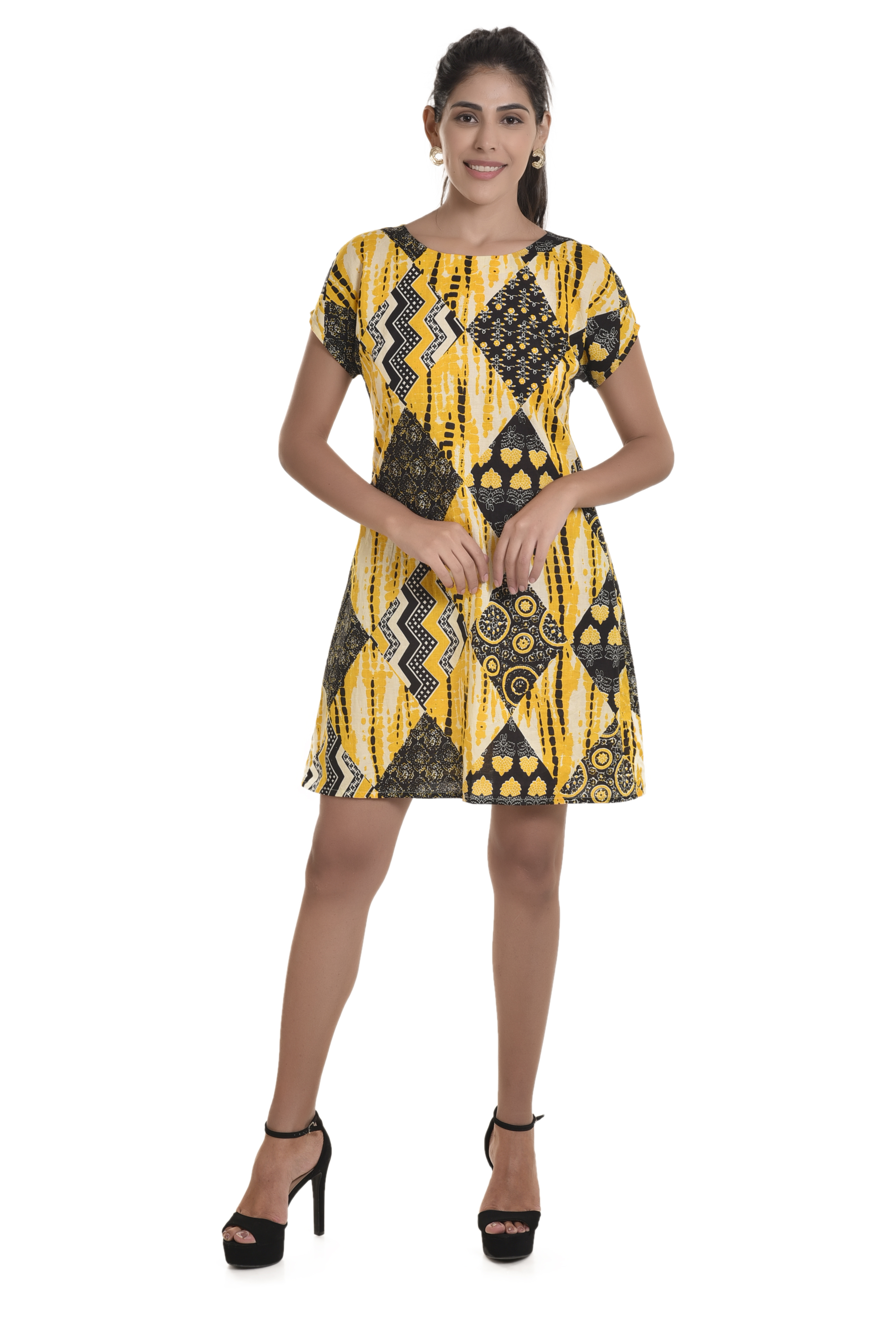 Sangneri Print  A-Line Short Dress (DST-DR001)