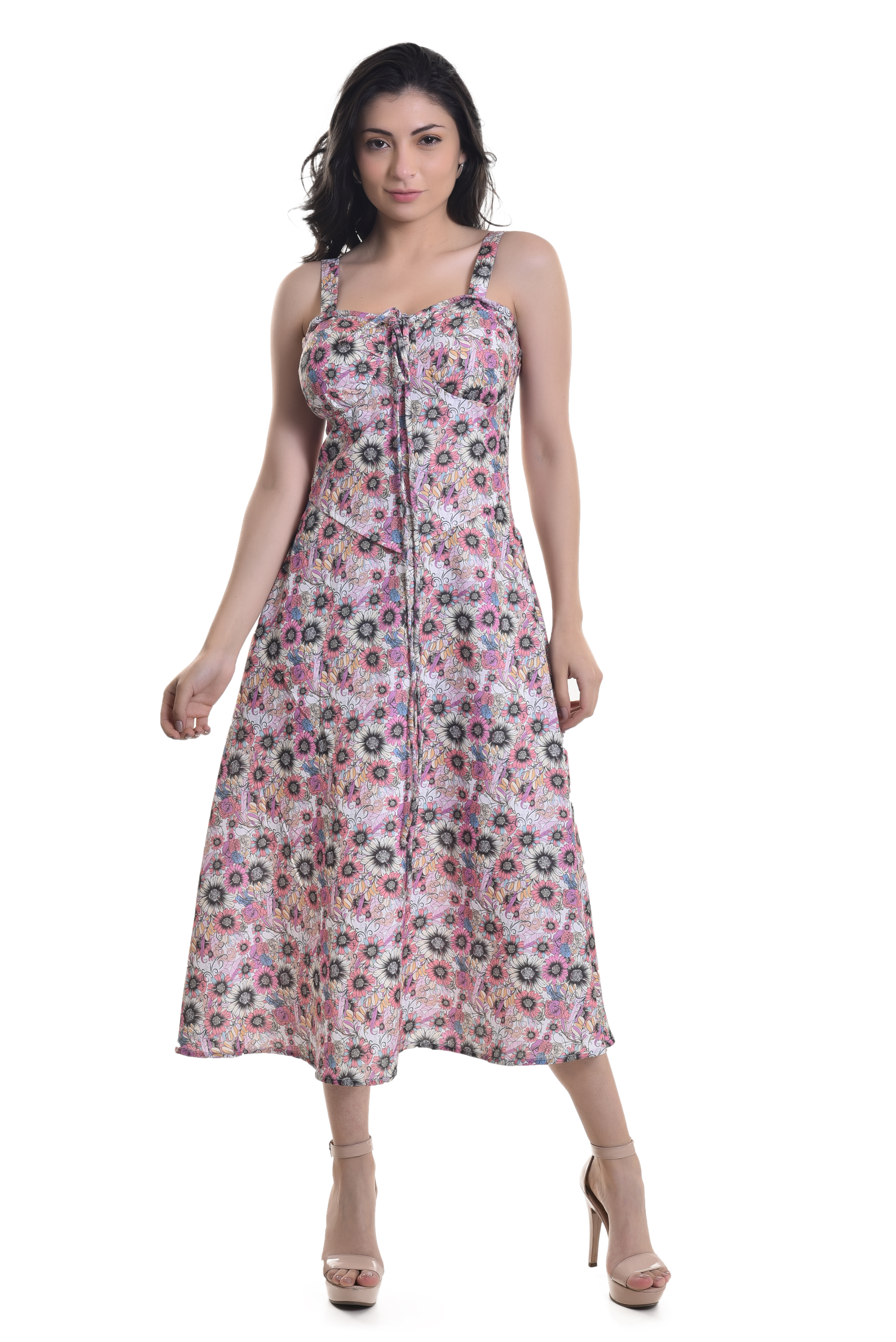 Sleeveless Floral Print Dress (DST-DR011)