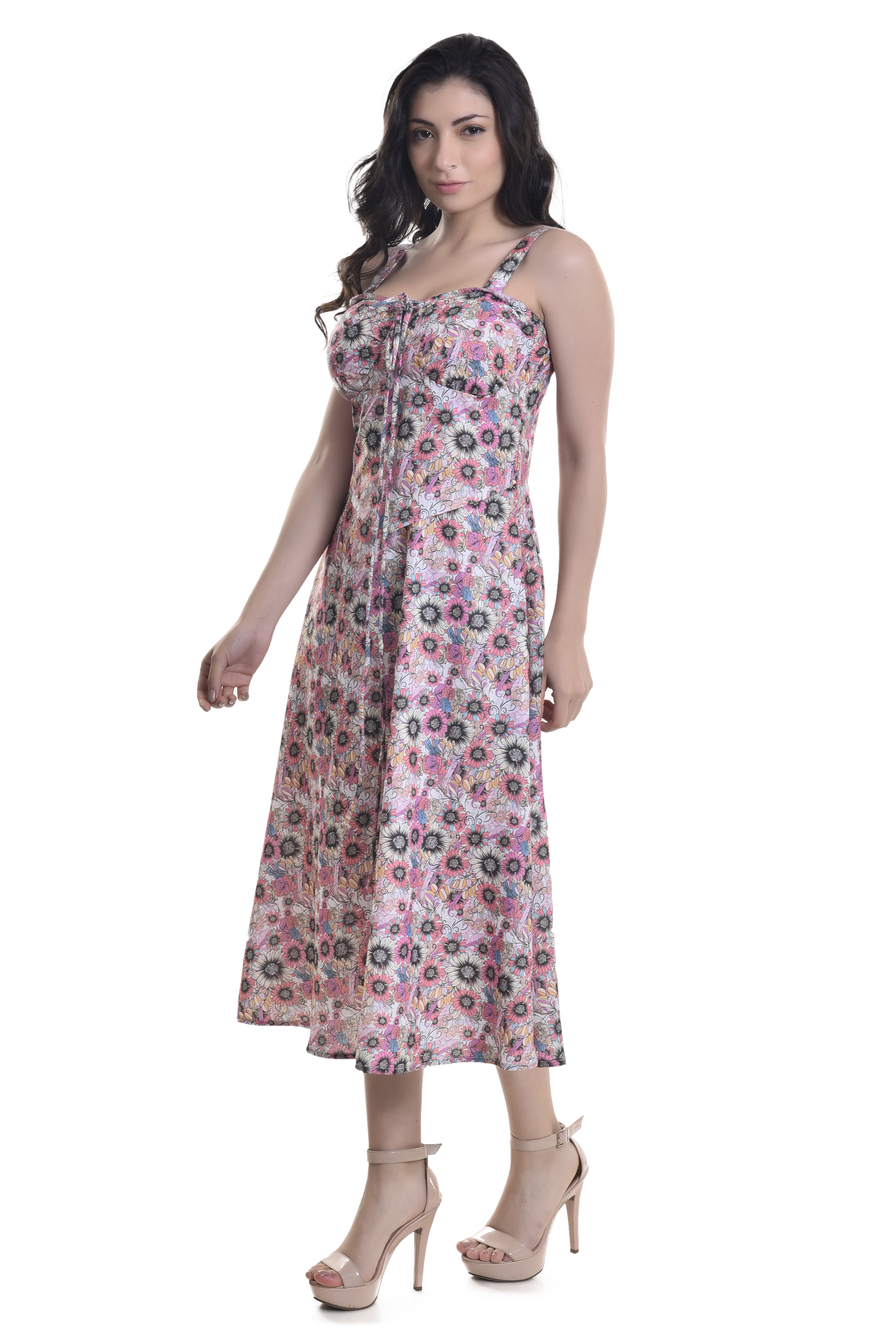 Sleeveless Floral Print Dress (DST-DR011)
