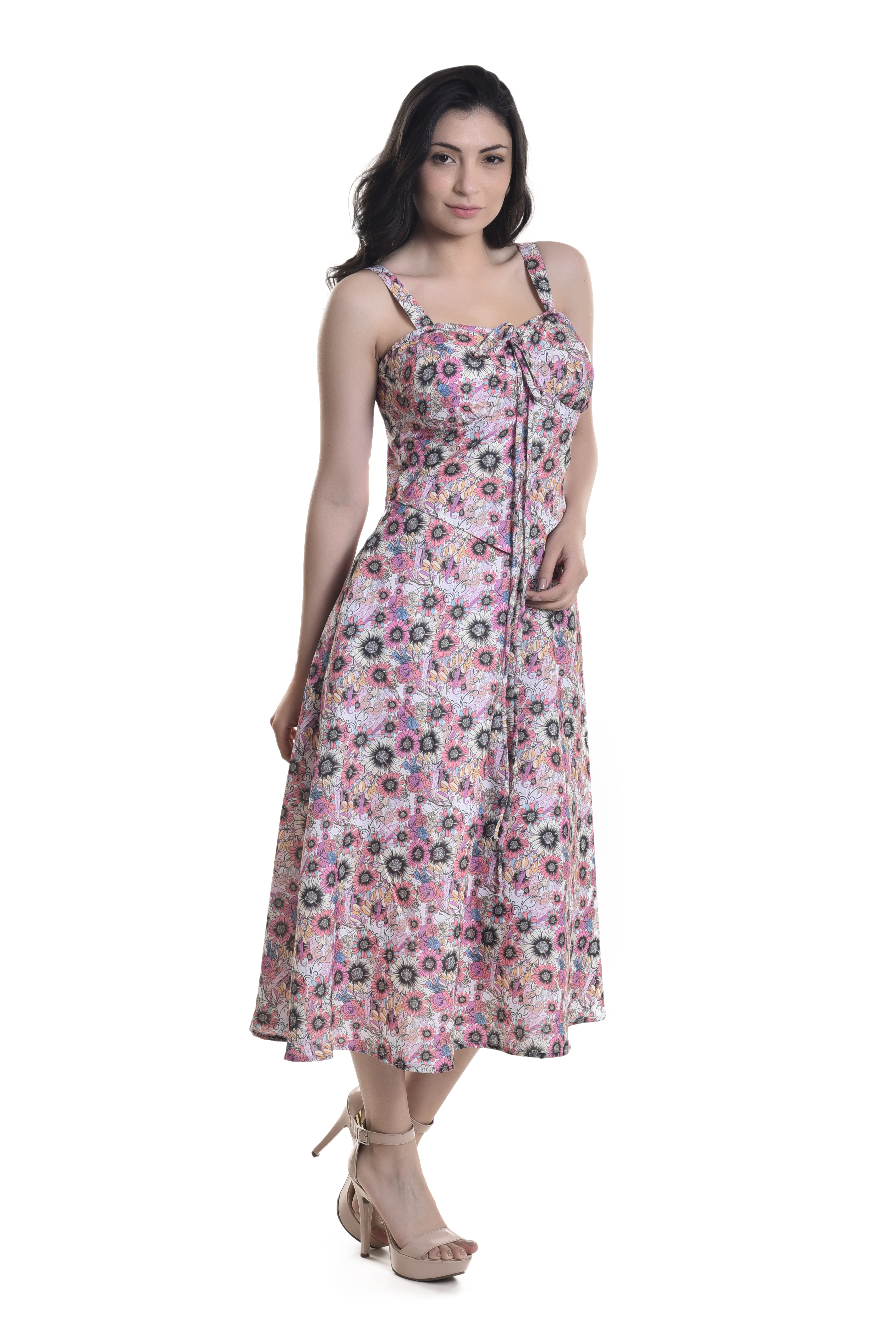 Sleeveless Floral Print Dress (DST-DR011)