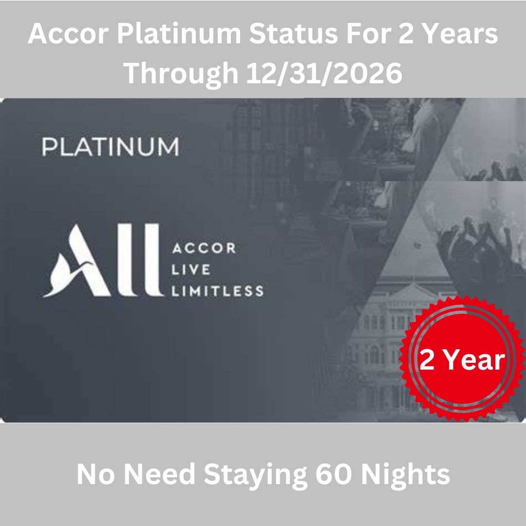 Accor Platinum Status Upgrade for 2 Years