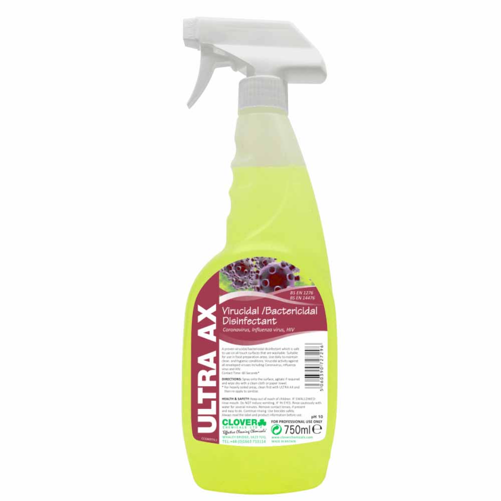 Ultra Ax - Virucidal/Bactericidal Disinfectant - Trigger Spray (6 x 750ml) - 259/6