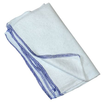 Stockinette Dishcloths – White with Blue Sewn Edge - 08016