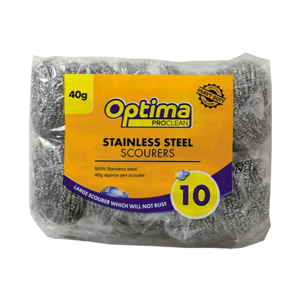 Large Stainless Steel Scourers - 40G - Heavy Duty (Pack of 10) - 824/40