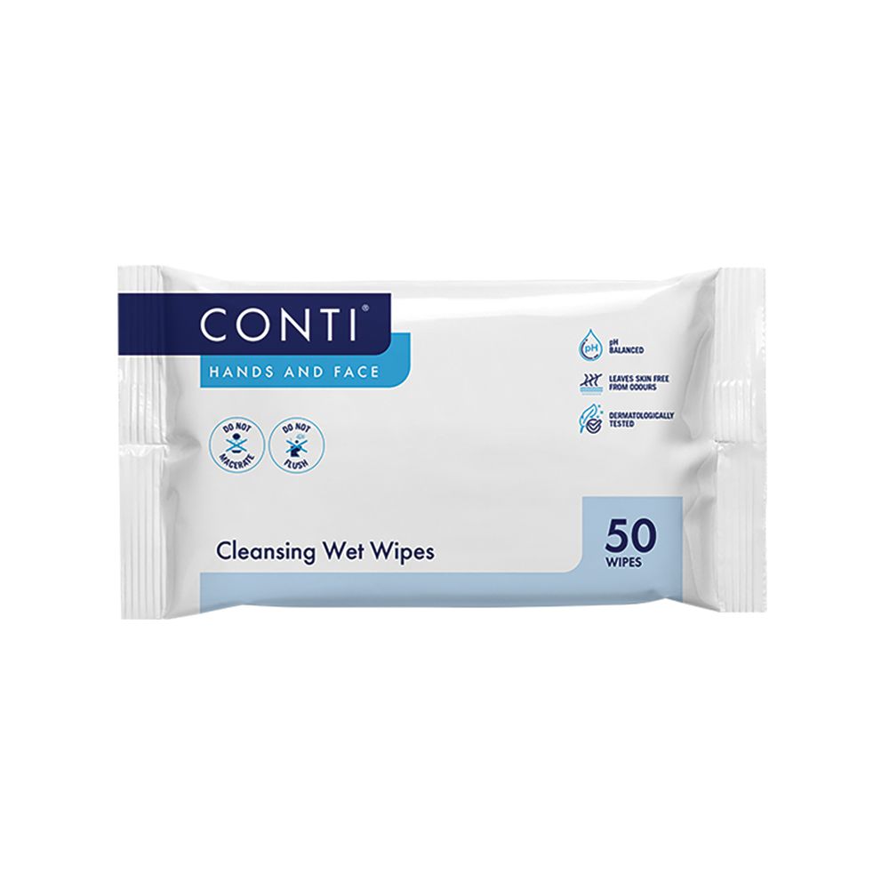 Conti Hands & Face Super Soft Body Wet Wipes – 50 Wipes (Case of 24 Packs) - CW050PN