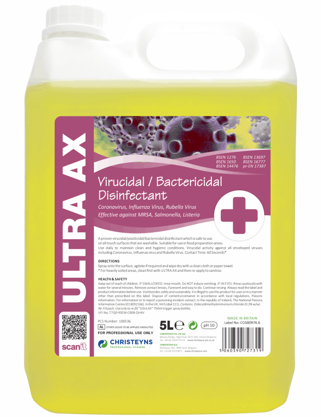 Ultra Ax - Virucidal/Bactericidal Disinfectant 5L - 259