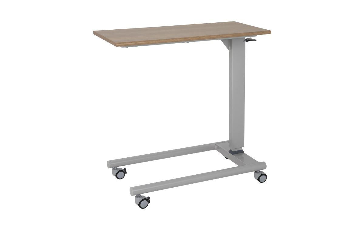 Alerta Gas Lift Overbed Table, Oak, Straight Leg Base - ALT-GLS-O