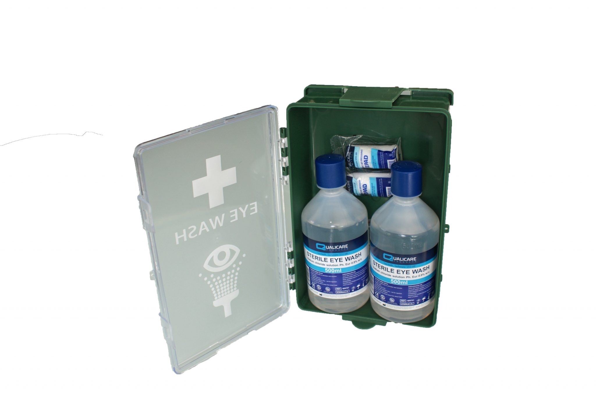 Eyewash Case - 2x 500 ml - 2x Eyepads - Wall Mounted Bracket - QE0734