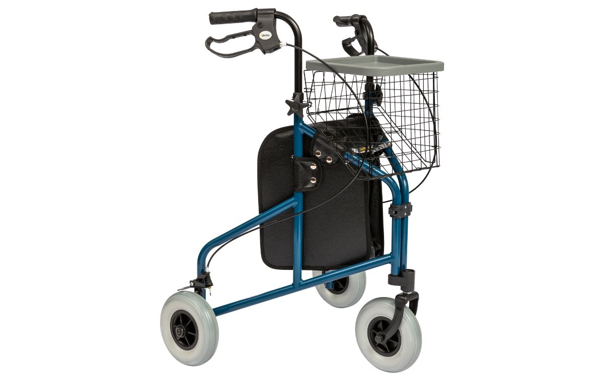 Alerta Three-Wheel Lightweight Walker with Basket, Tray & Bag - ALT-R014