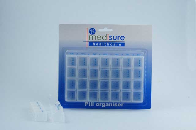 Pill organiser 28 compartment with tray - MS05833