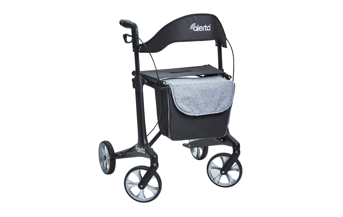 Alerta Four-Wheel Carbon Ultra-Lite Rollator, 62cm Seat, Satin Black - ALT-R016