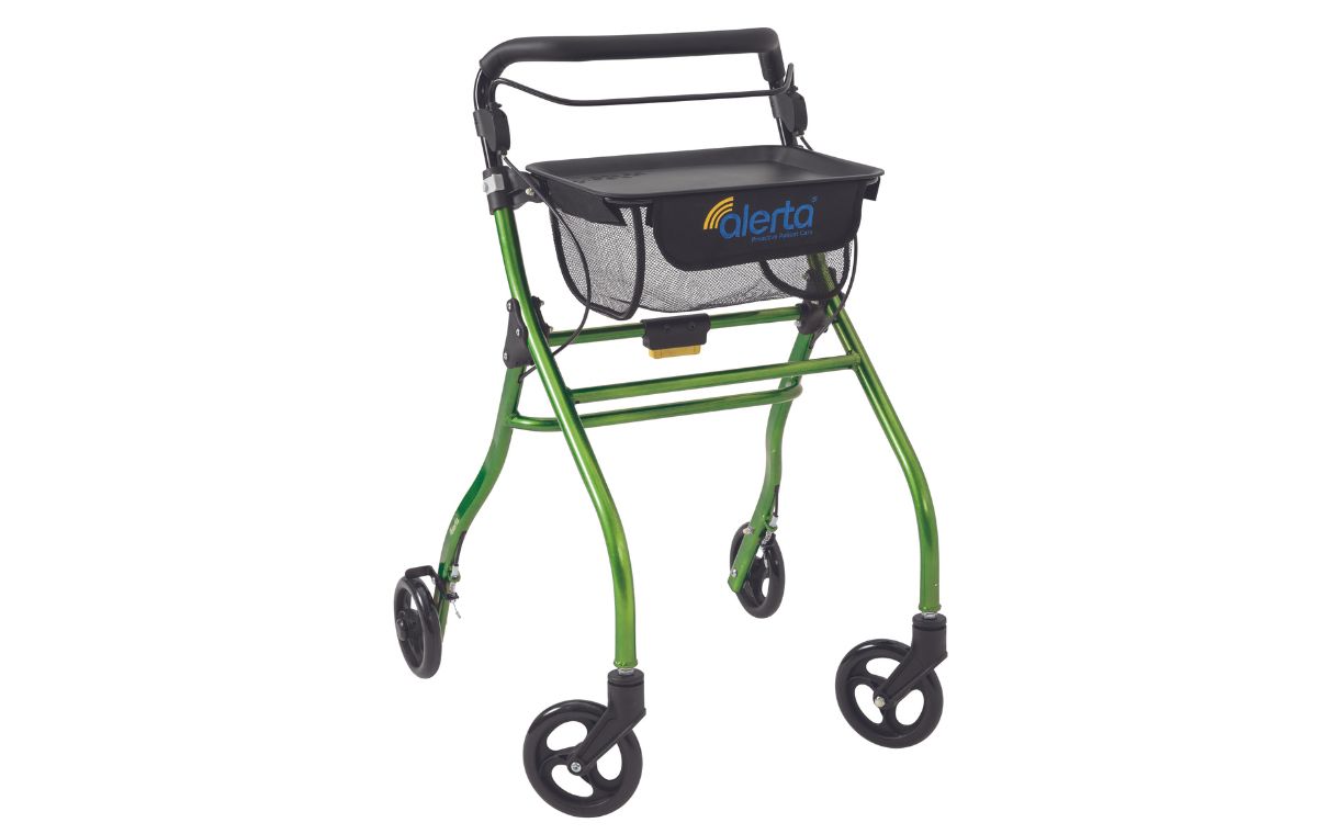 Alerta Four-Wheel Aluminium Indoor Rollator, Green - ALT-R010/G