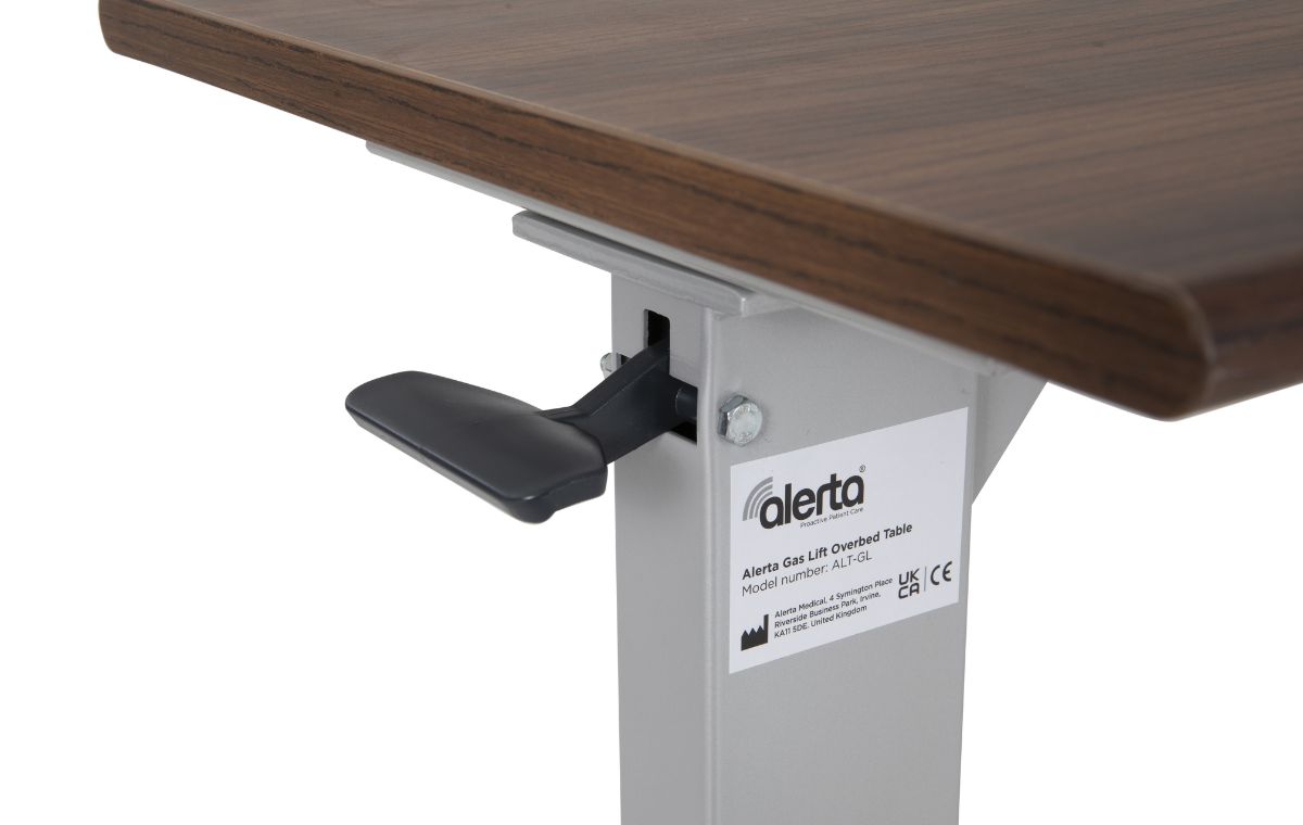 Alerta Gas Lift Overbed Table, Oak, Straight Leg Base - ALT-GLS-O