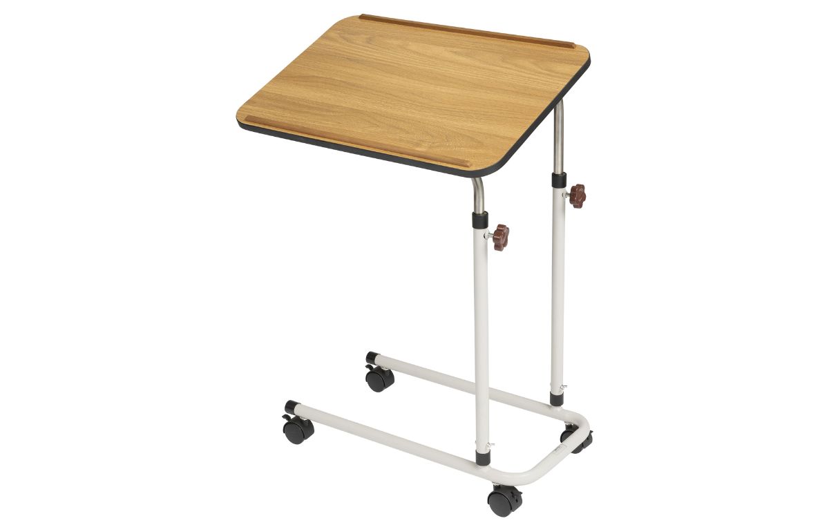 Alerta Oak Overbed Table, With Castors - ALT-751OC