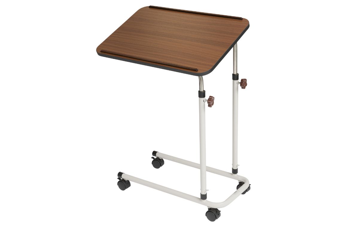 Alerta Walnut Overbed Table, With Castors - ALT-751WC