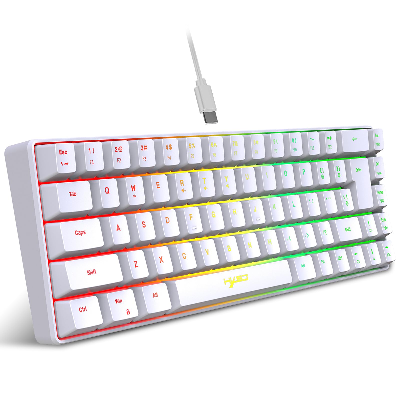 Teclado Mecânico K68, 68 Teclas RGB Switch Outemu WHITE