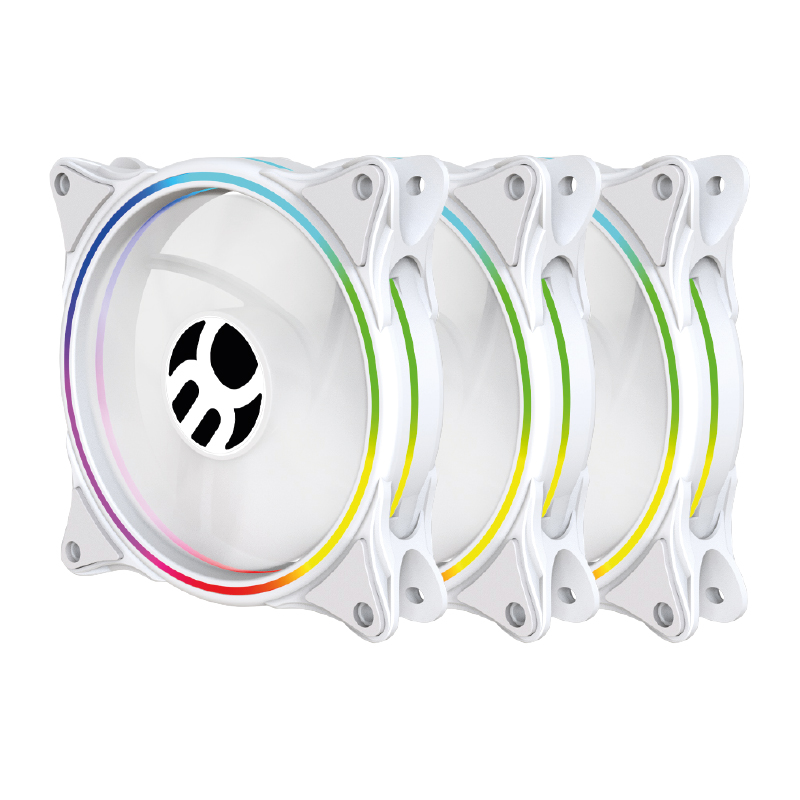 KIT 3 FANS BRANCA ARGB CONTROLAVEL K06ARGB LED 120MM BLUECASE