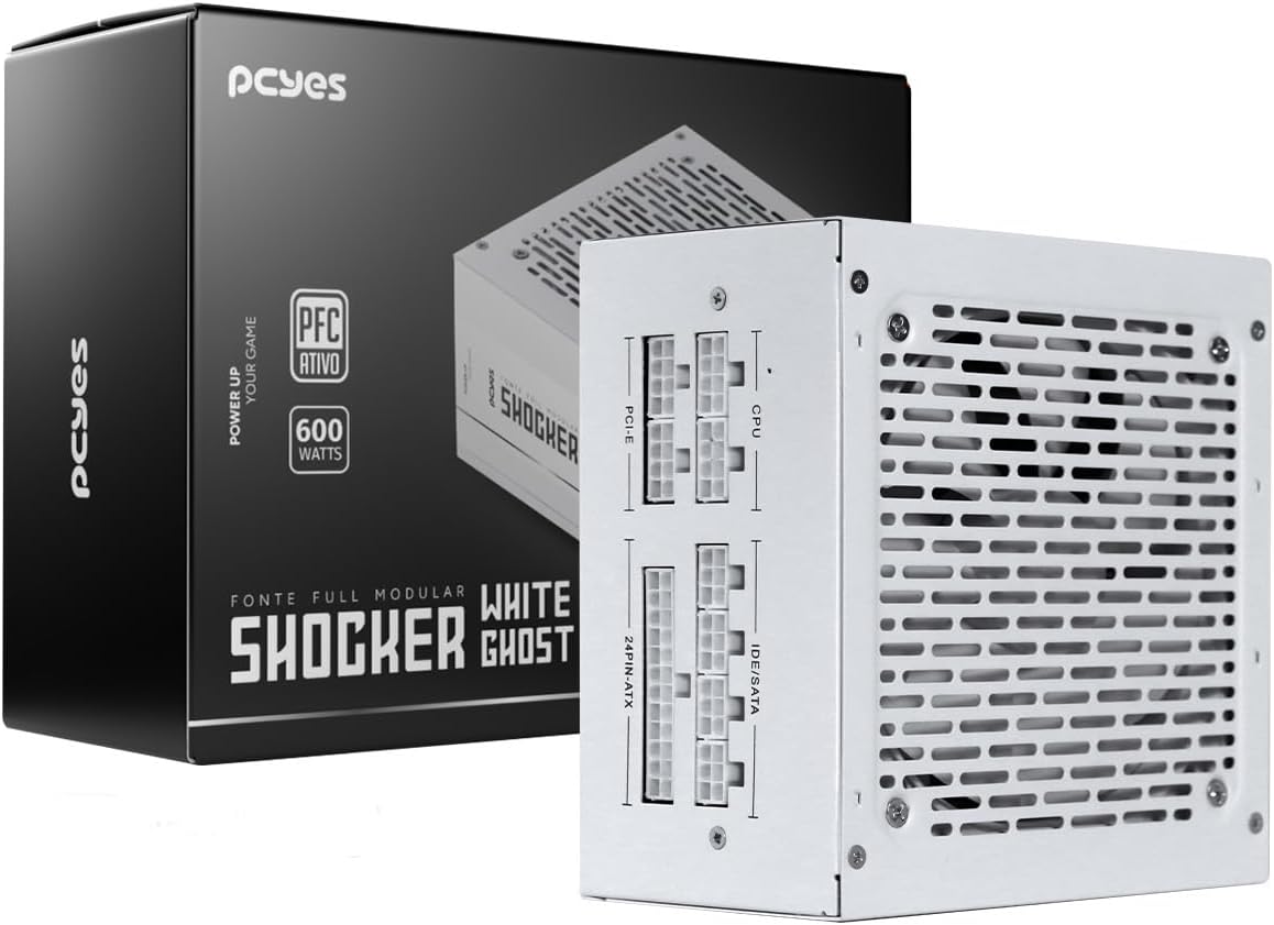 FONTE 600W 80 PLUS WHITE PCYES SHOCKER FULL MODULAR