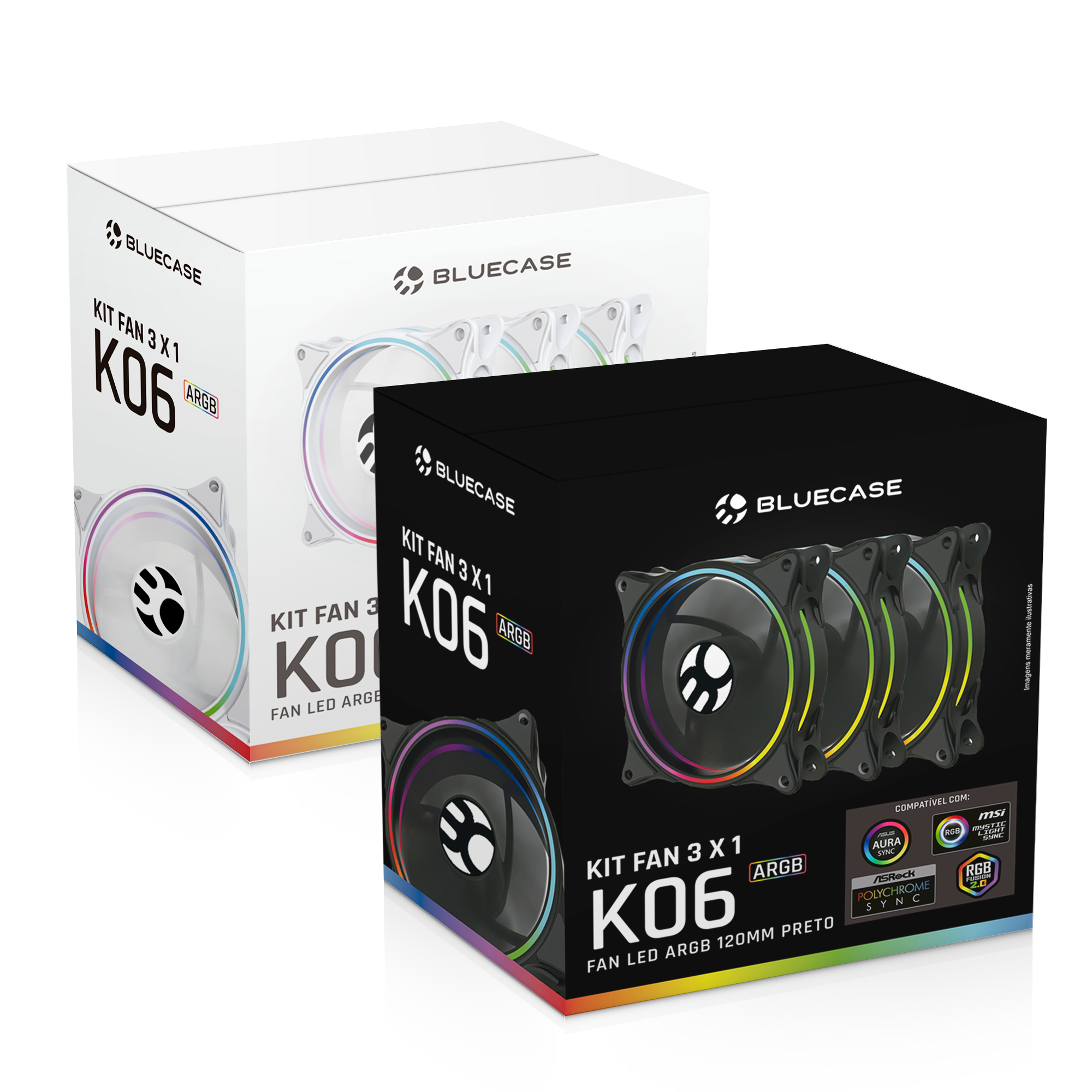 KIT 3 FANS ARGB CONTROLAVEL K06ARGB LED 120MM