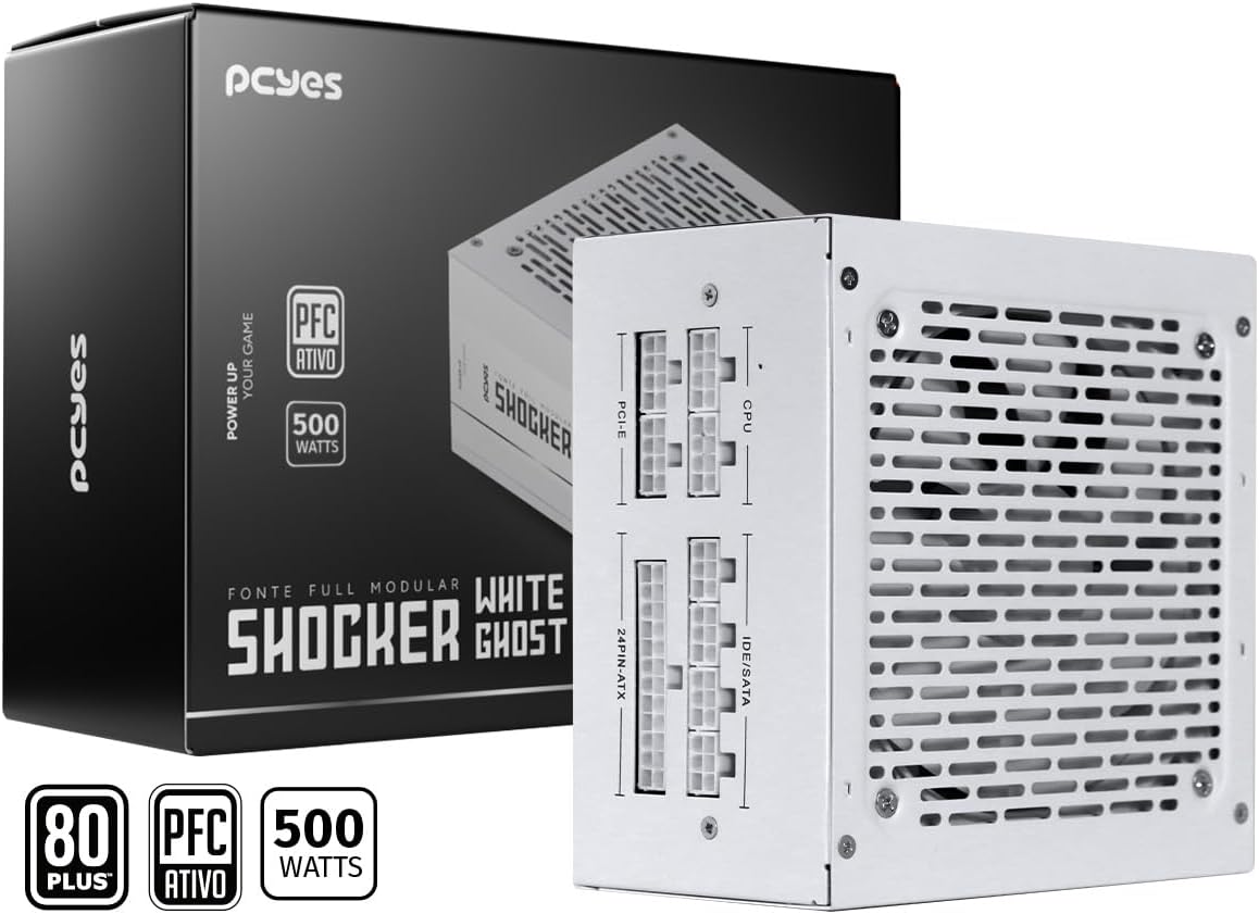 FONTE GAMER PCYES SHOCKER FULL MODULAR 500W 80 PLUS WHITE
