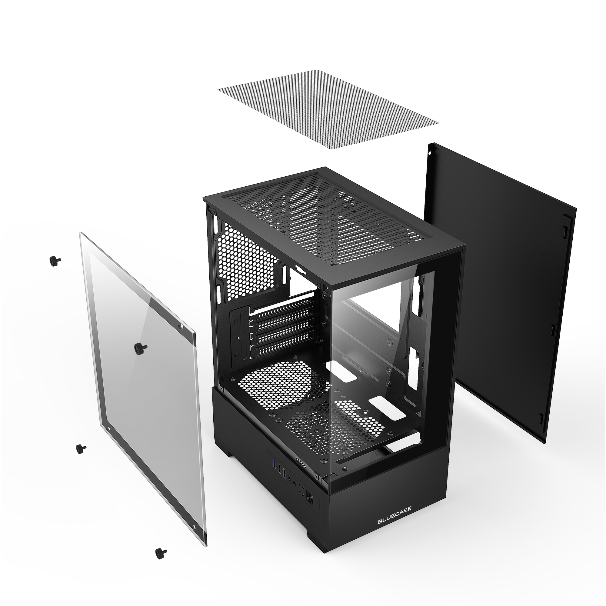 GABINETE GAMER BG-054 BLACK HIT BLUECASE
