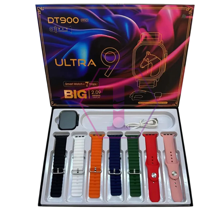 Smart Watch Dt900 Pro Ultra 9 Big Hd 7 Pulseiras 49mm