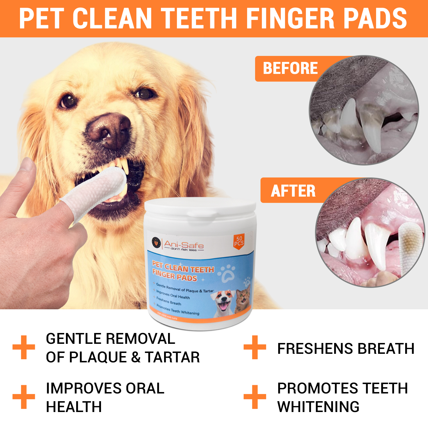 Ani-Safe Dental Care Finger Wipes for dogs and cats