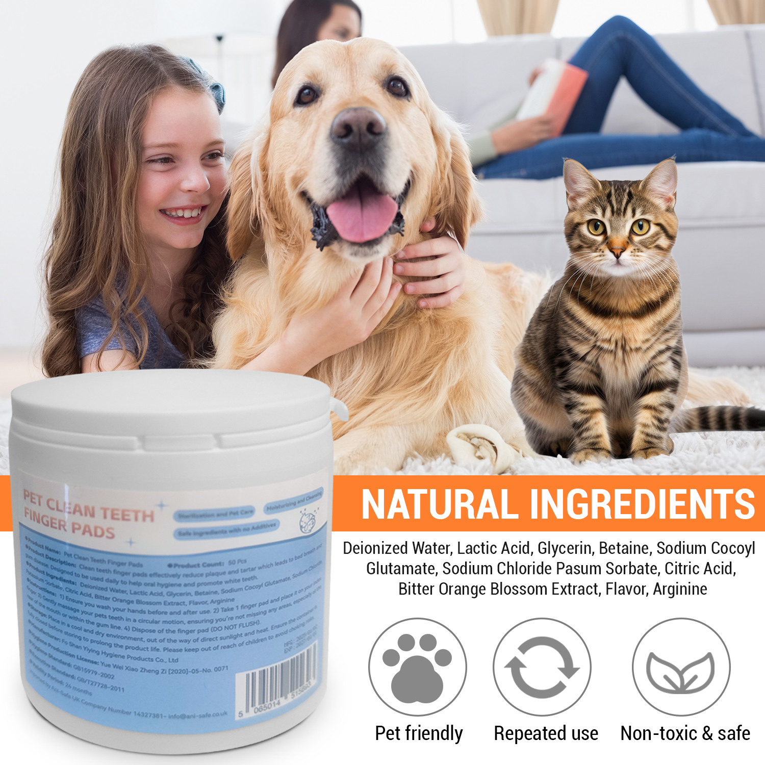 Ani-Safe Dental Care Finger Wipes for dogs and cats