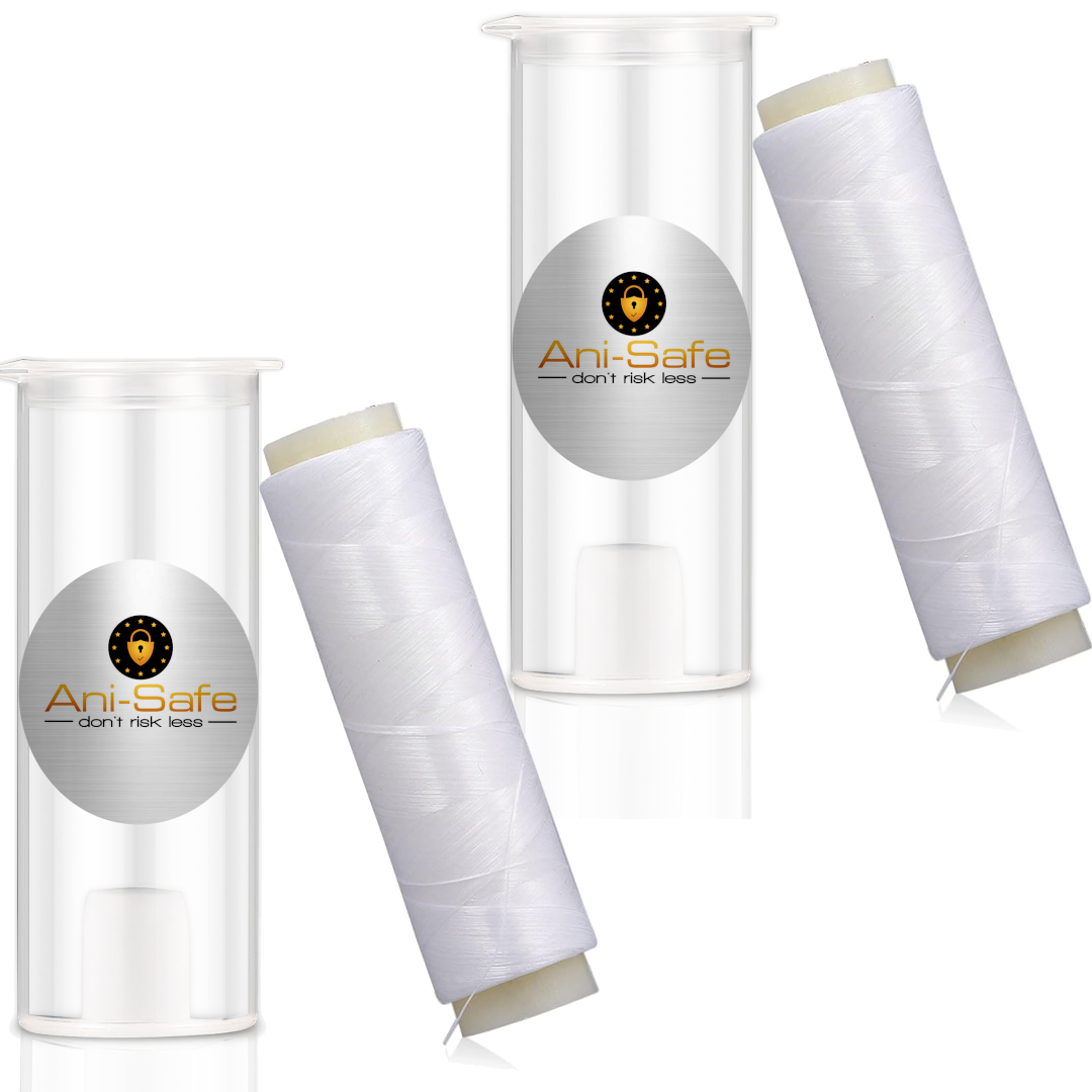 TWIN PACK Ani-Safe Sea Fishing, beach casting, bait whipping elastic thread in dispenser high tensile white .20