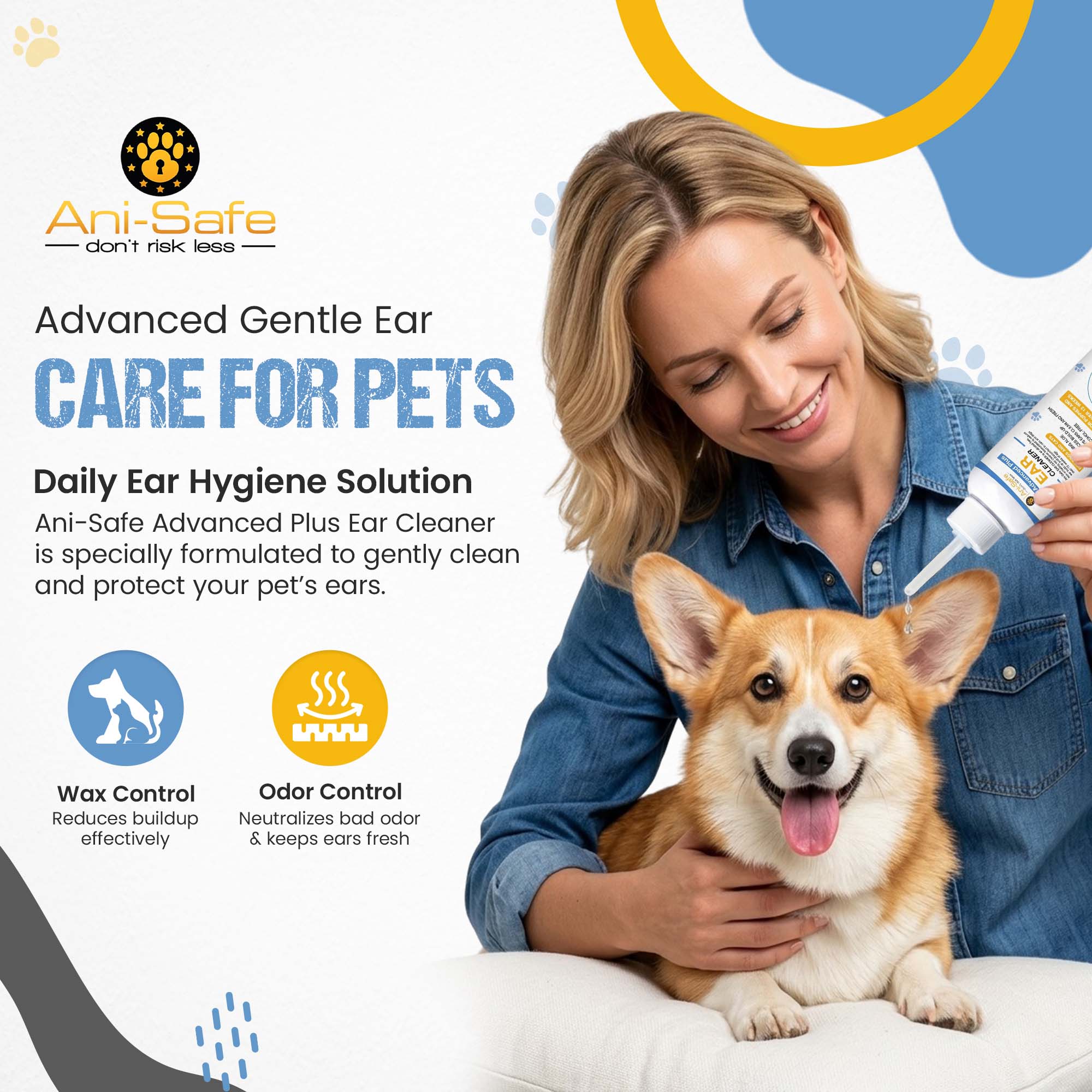 Dog and Cat Ear Drops, 120ml, Alcohol-Free Cleanser, Aloe Vera Formula, with Flexible Silicone Nozzle, wax, head shaking