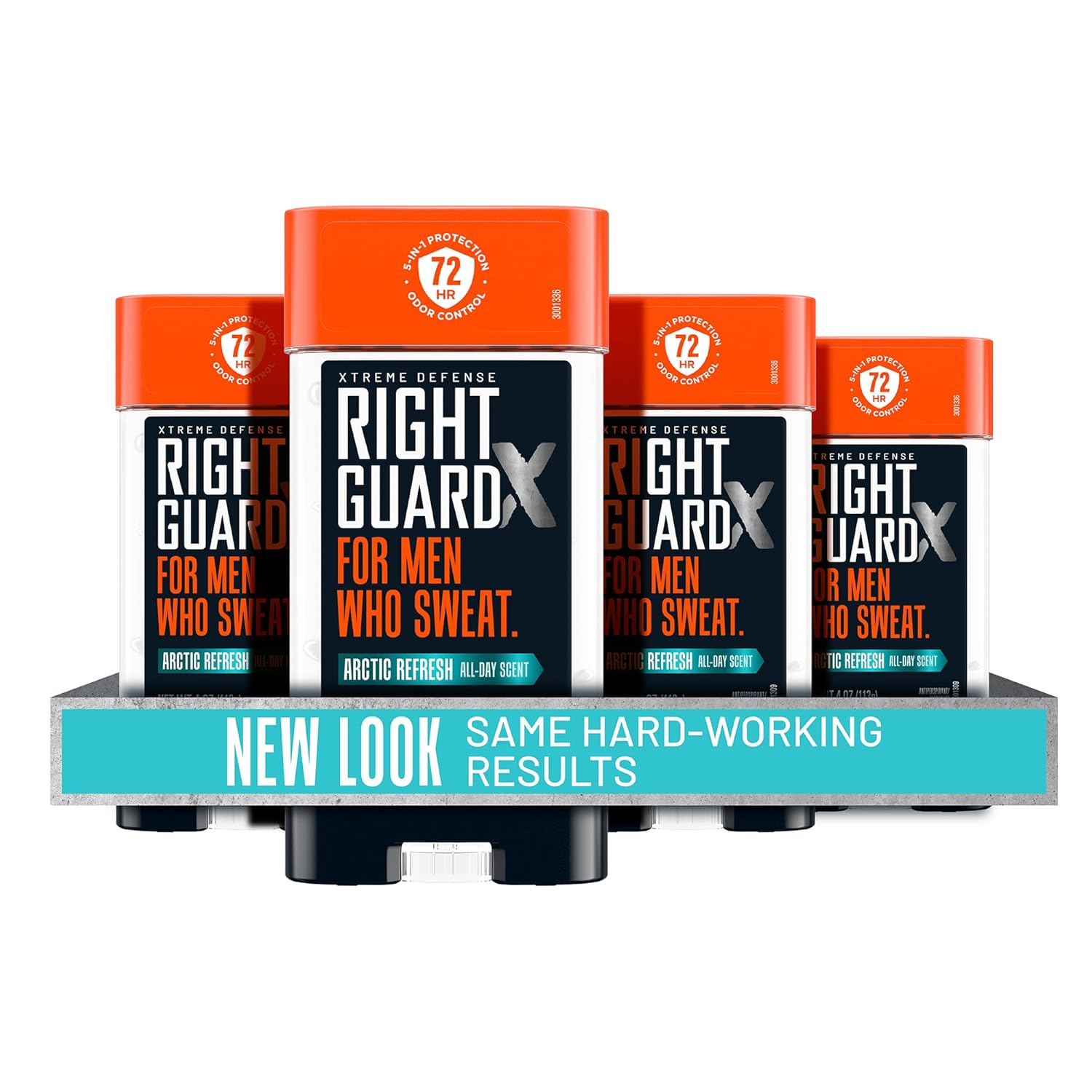 Right Guard Xtreme Defense Antiperspirant & Deodorant Gel | 5-in-1 Protection For Men | Blocks Sweat 2X Longer | 72-Hour Odor Control | Arctic Refresh Scent, 4 oz. (4 count)