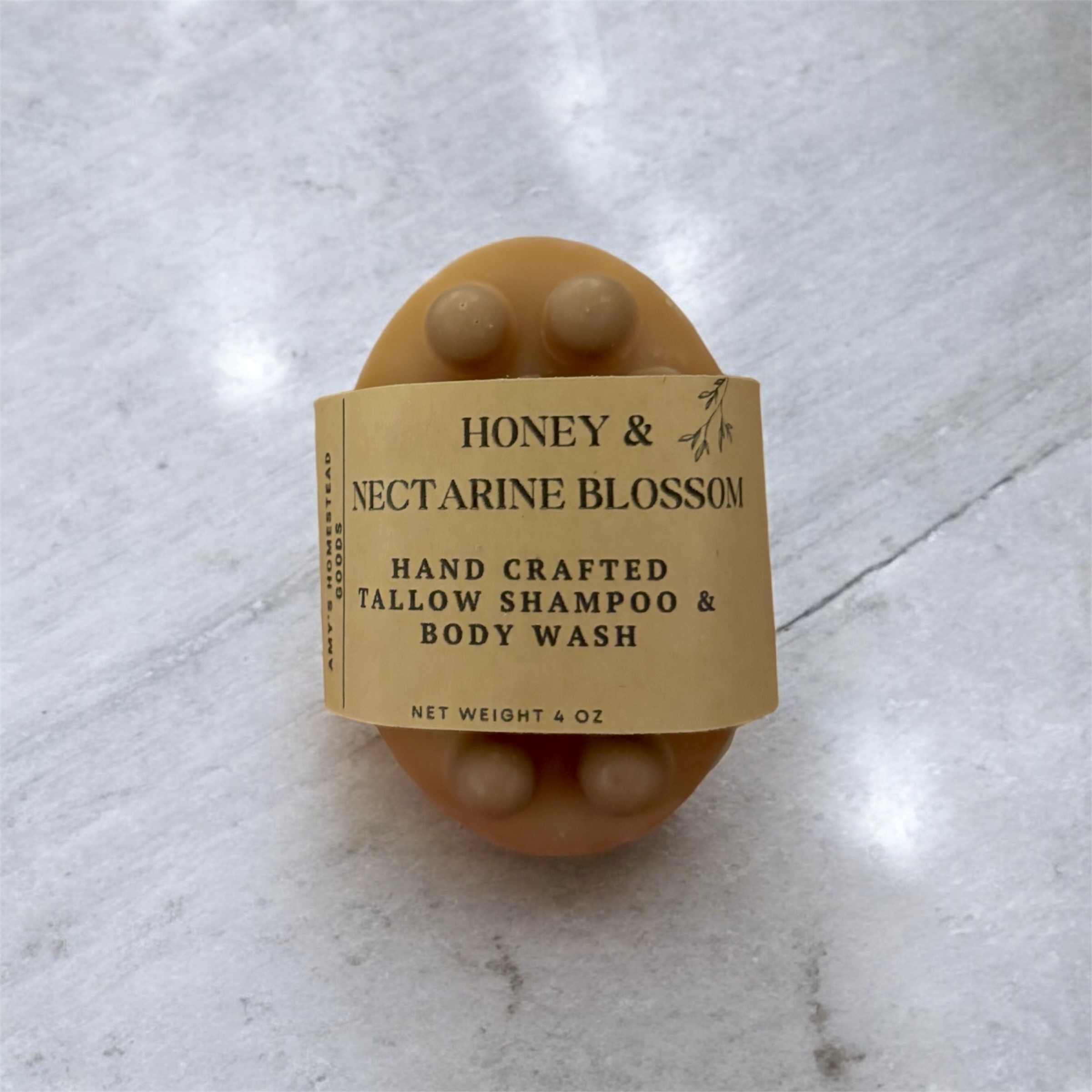 Honey & Nectarine Blossom Tallow Shampoo & Body Bar