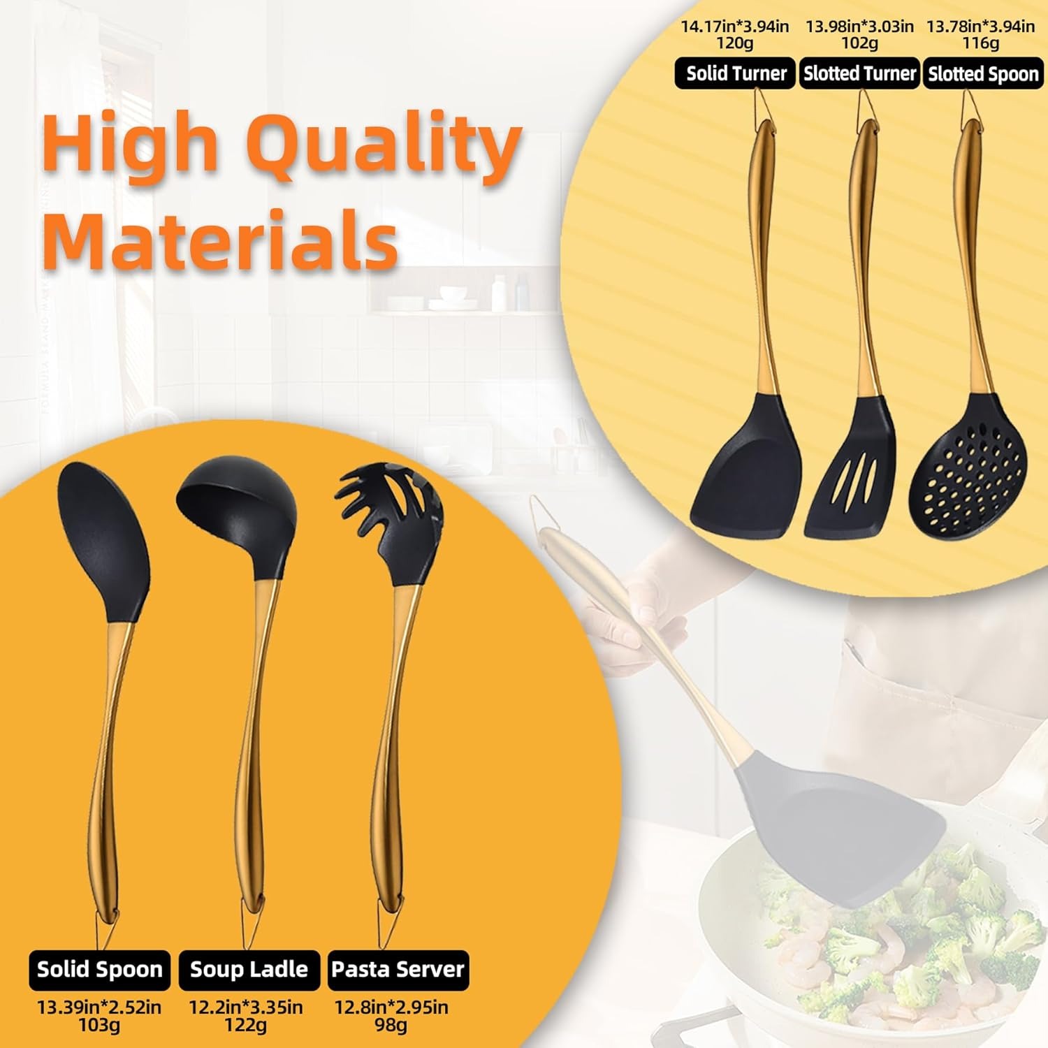 Kitchen Utensils Set, Large Non-stick Silicone Cooking Utensils Set 6 Pcs