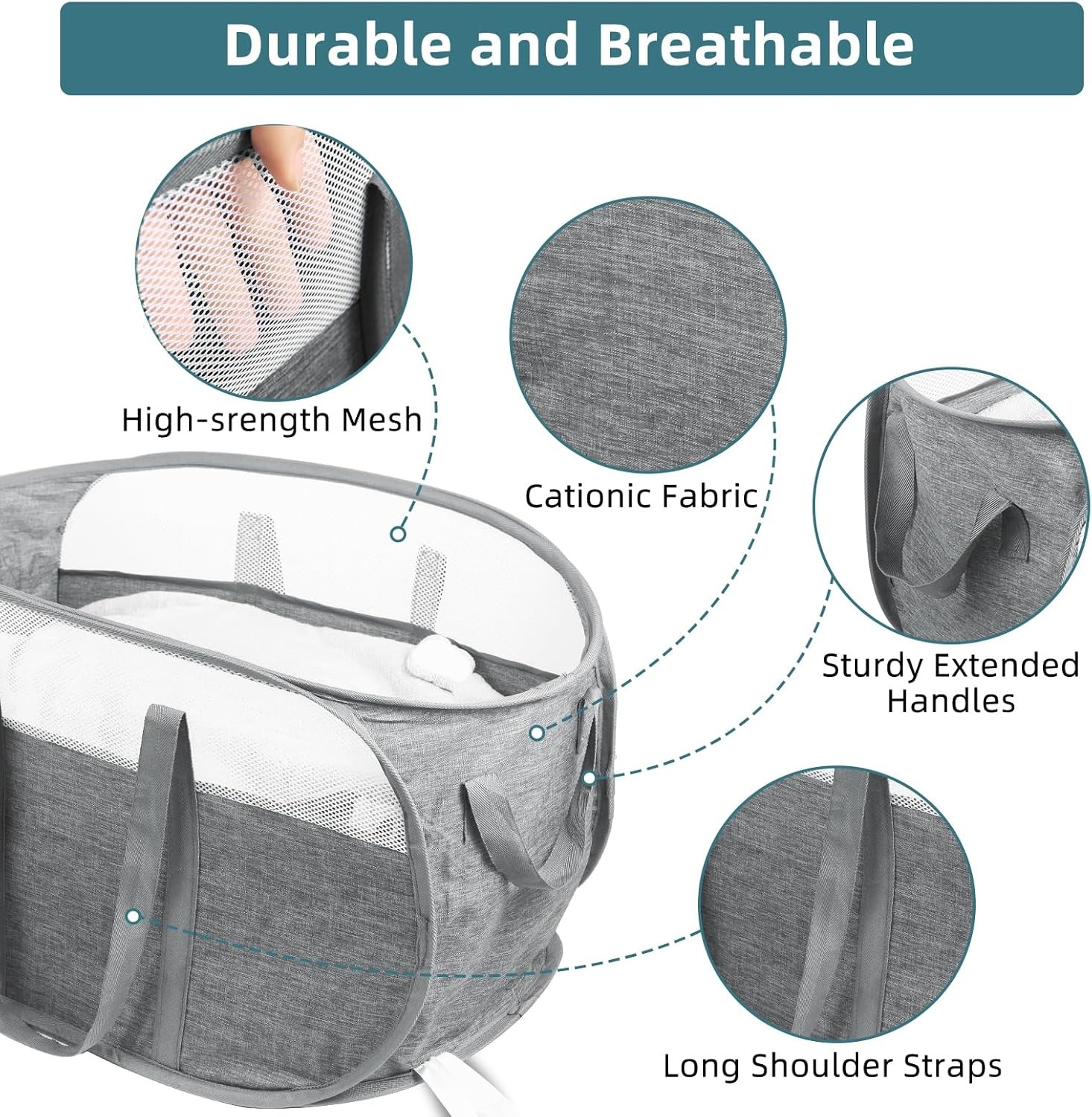 Durable Foldable Laundry Basket, Easy to Carry Laundry Hamper for Home